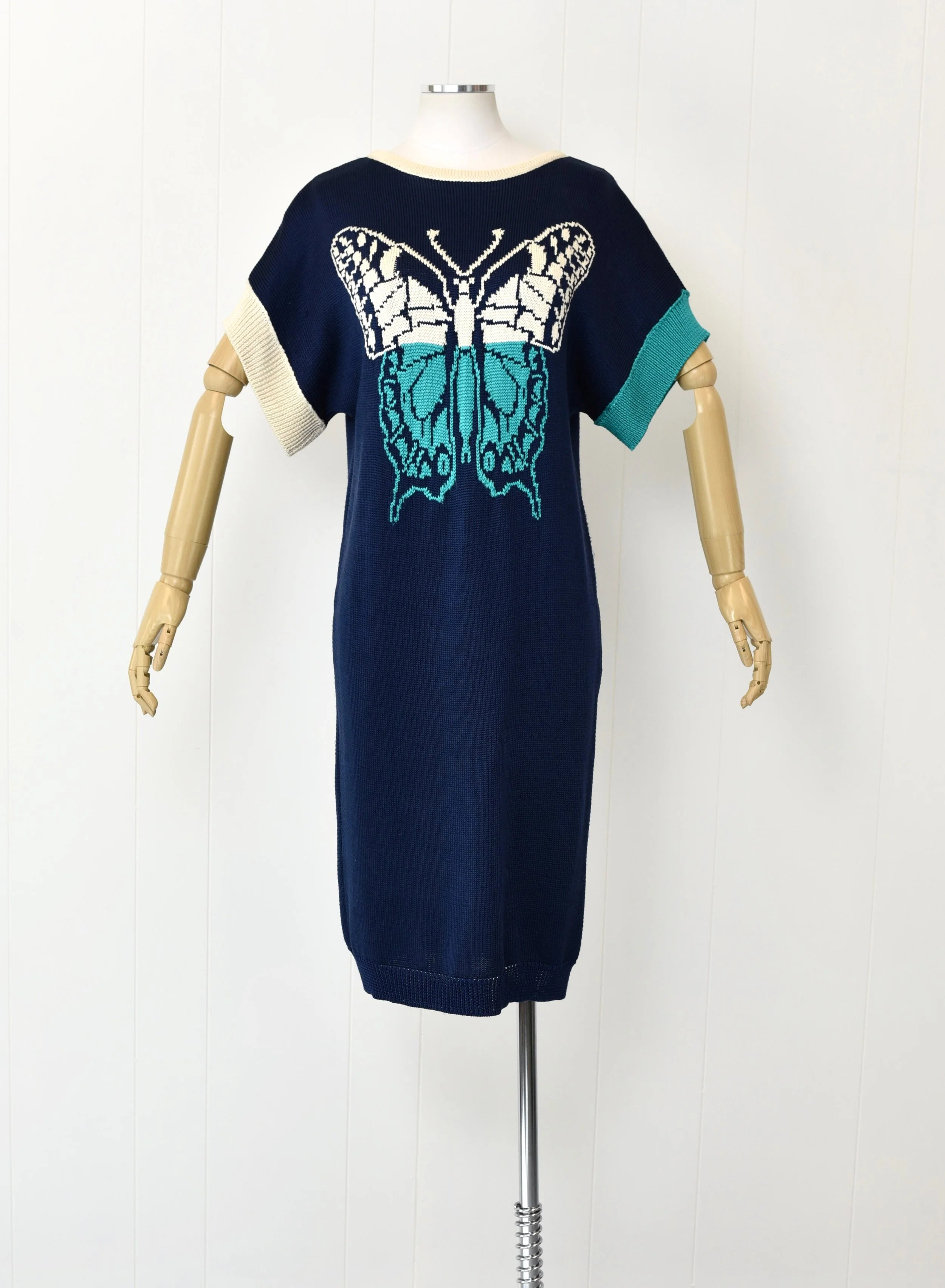 1980s/1990s Butterfly Blue Novelty Oversized Sweater Dress