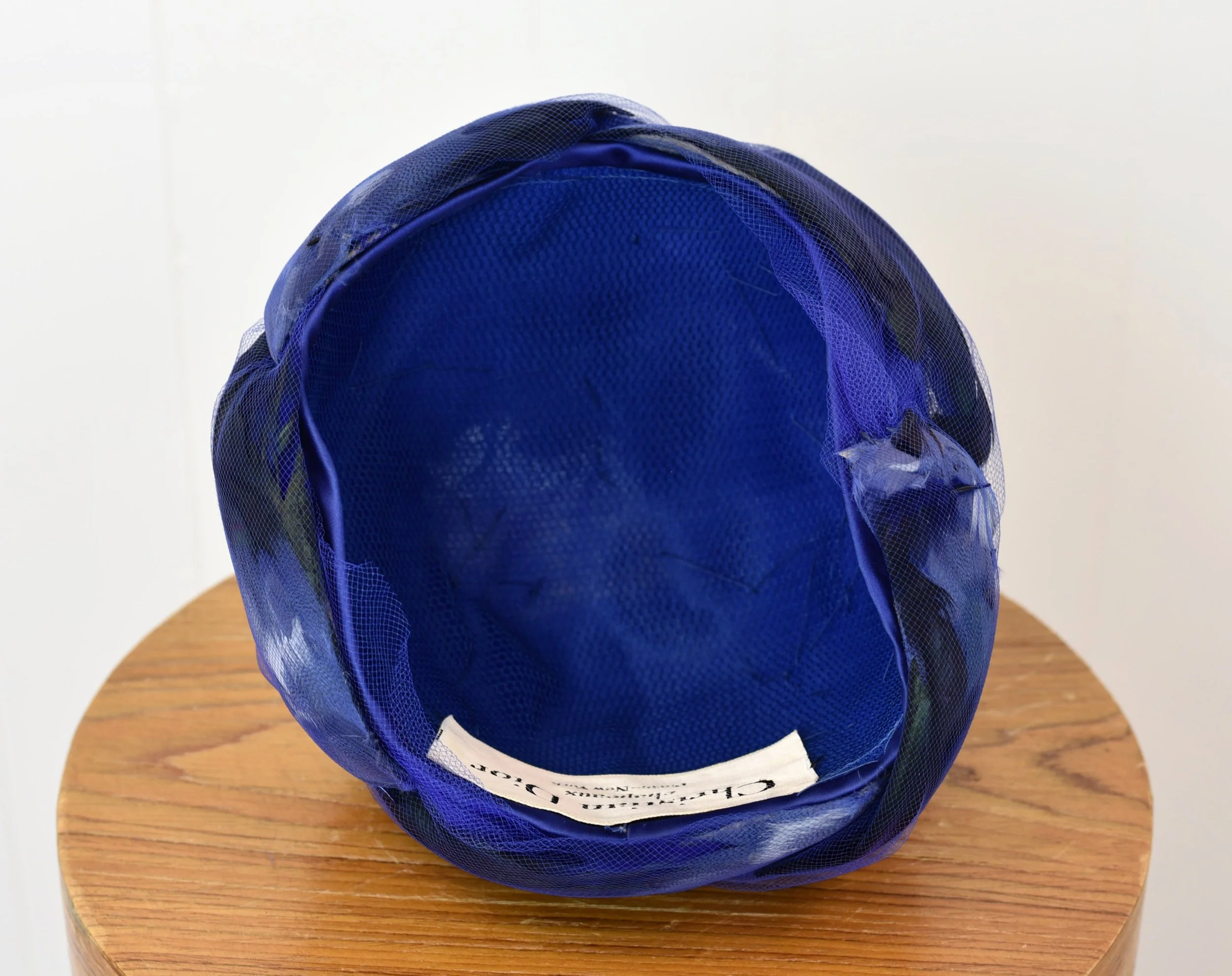 1960s Christian Dior Blue Feather Hat 