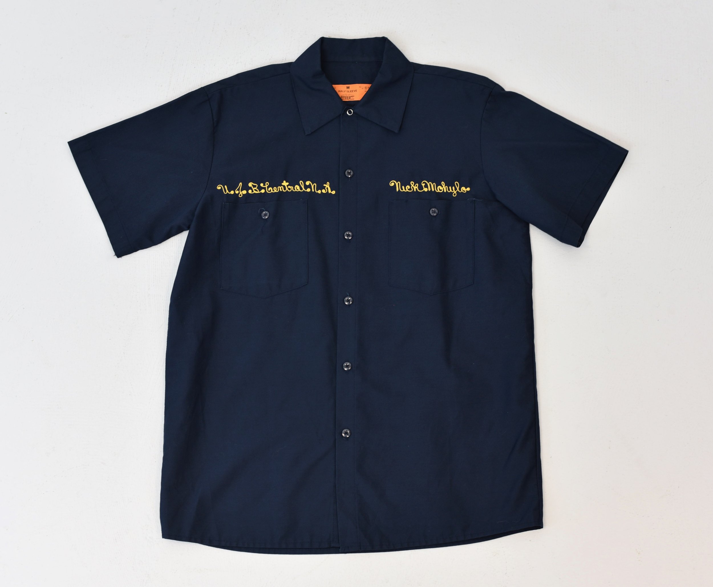 1970s Navy Blue New Jersey Bank Work Shirt — Canned Ham Vintage