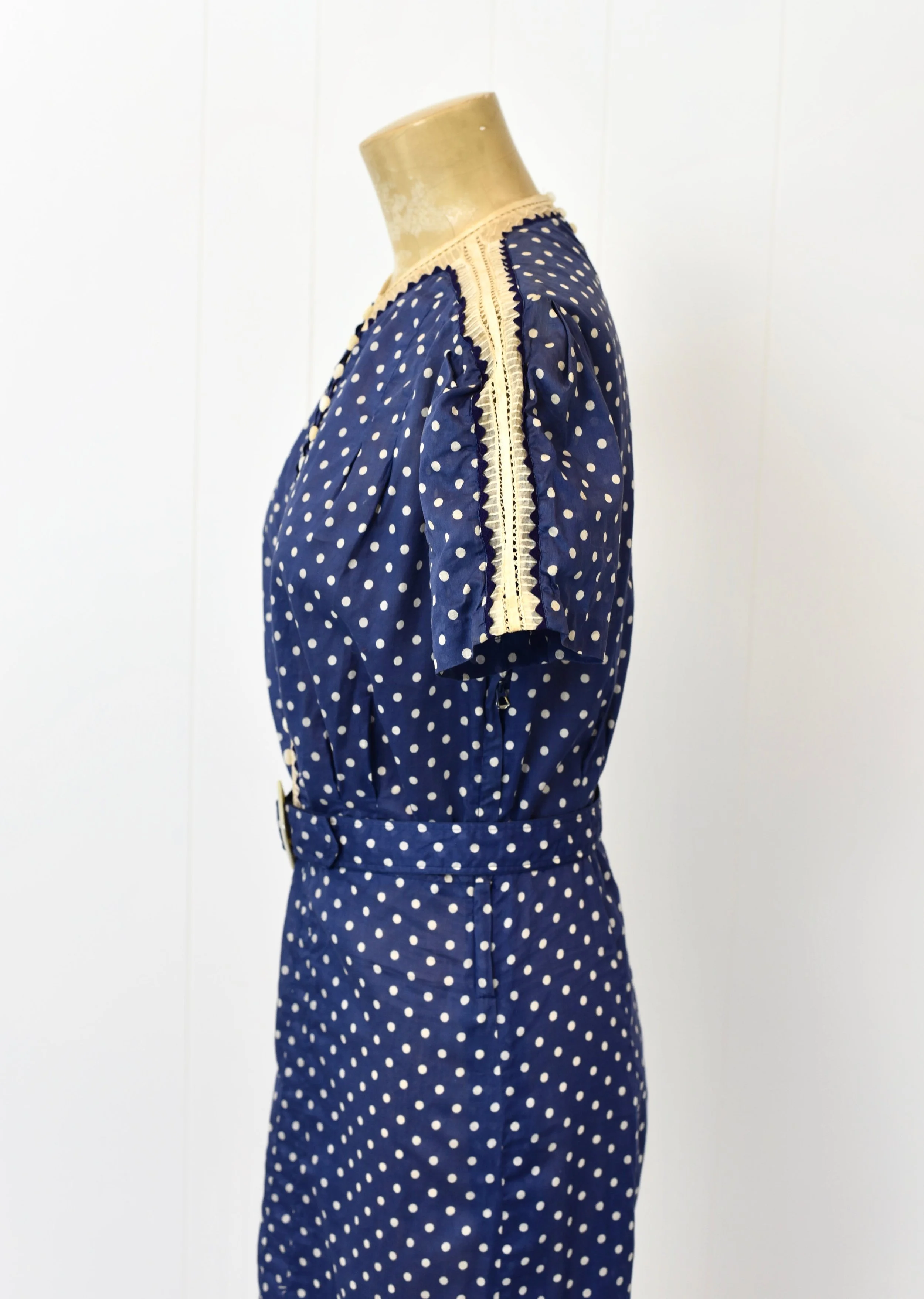 strapless open back dress 1950s Polka Dot Cotton Shirtwaist Dress main image 0
