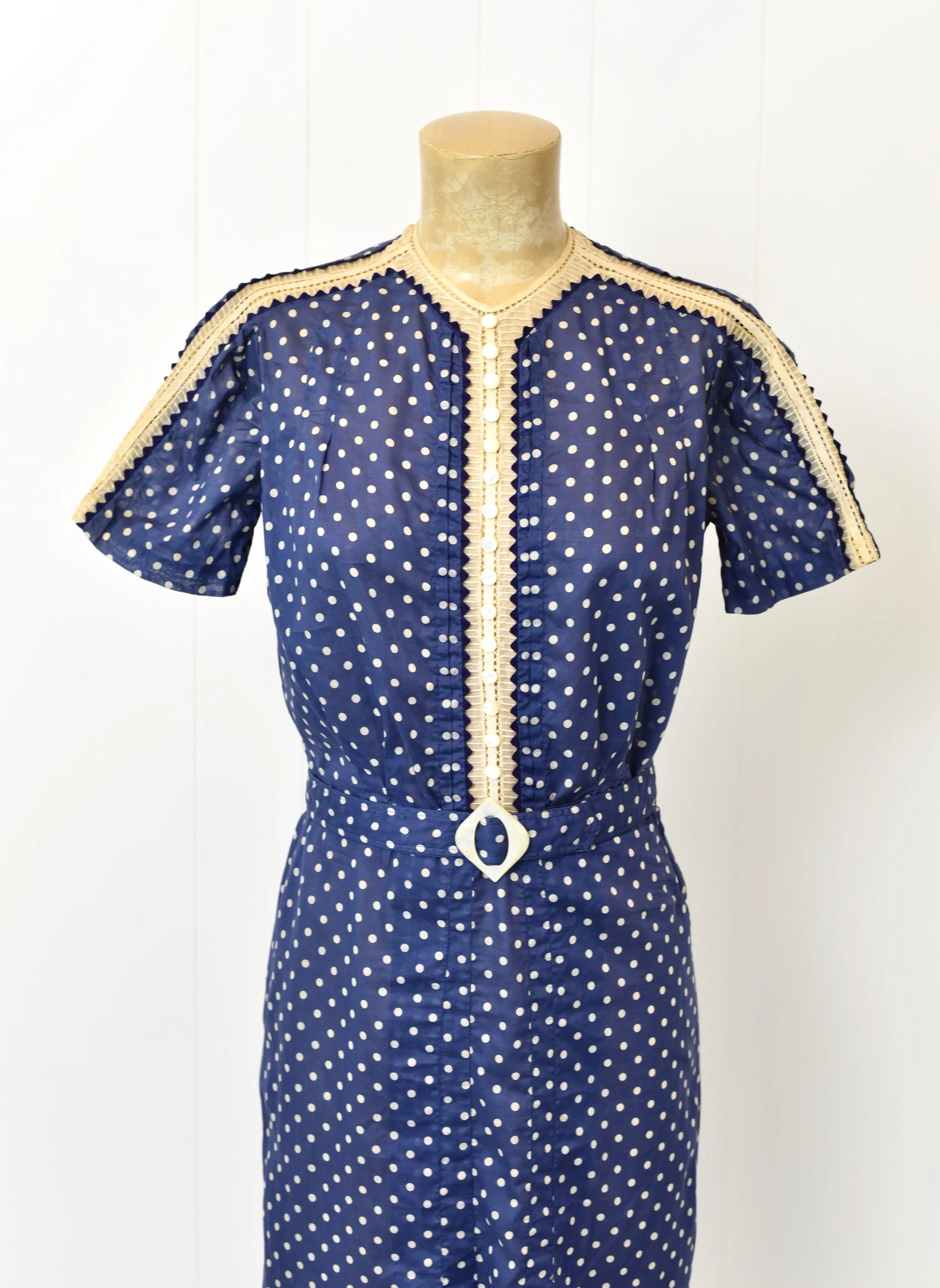 open lace back dress Vintage 1950's Robin's Egg Blue Polka Dot Wiggle Dress / ML – Xtabay Vintage