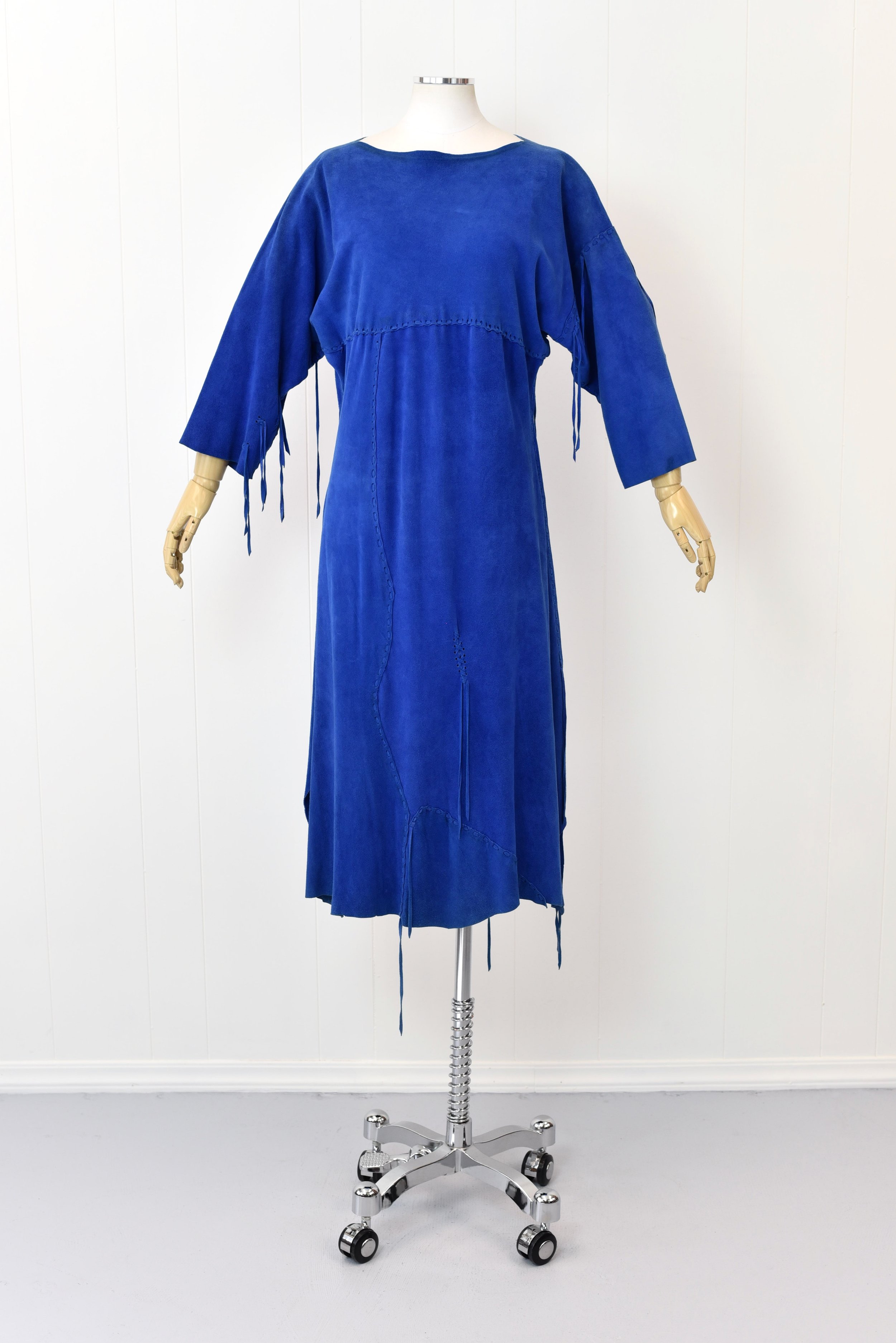 blue suede fringe dress ROYAL BLUE FRINGE DRESS main image 1