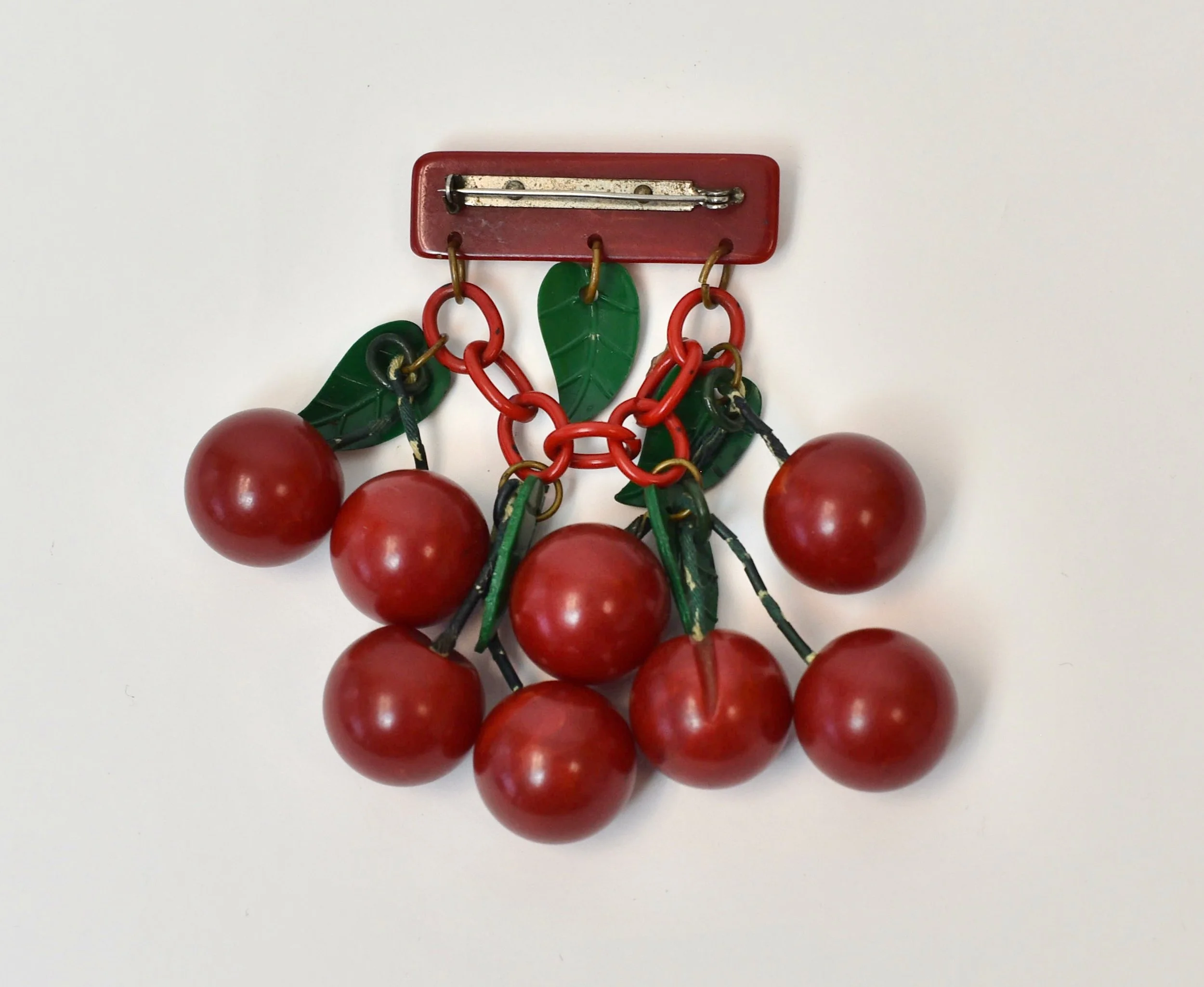 Vintage 1940s Celluloid Red Cherries Bundle - Original German Decor - 6-7 Inches