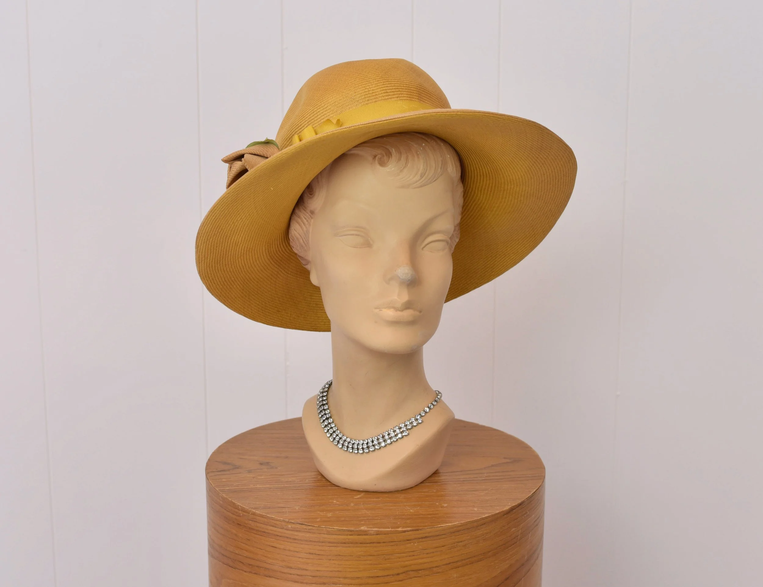 1960s Adolfo Realites Yellow Straw Floral Sun Hat — Canned 