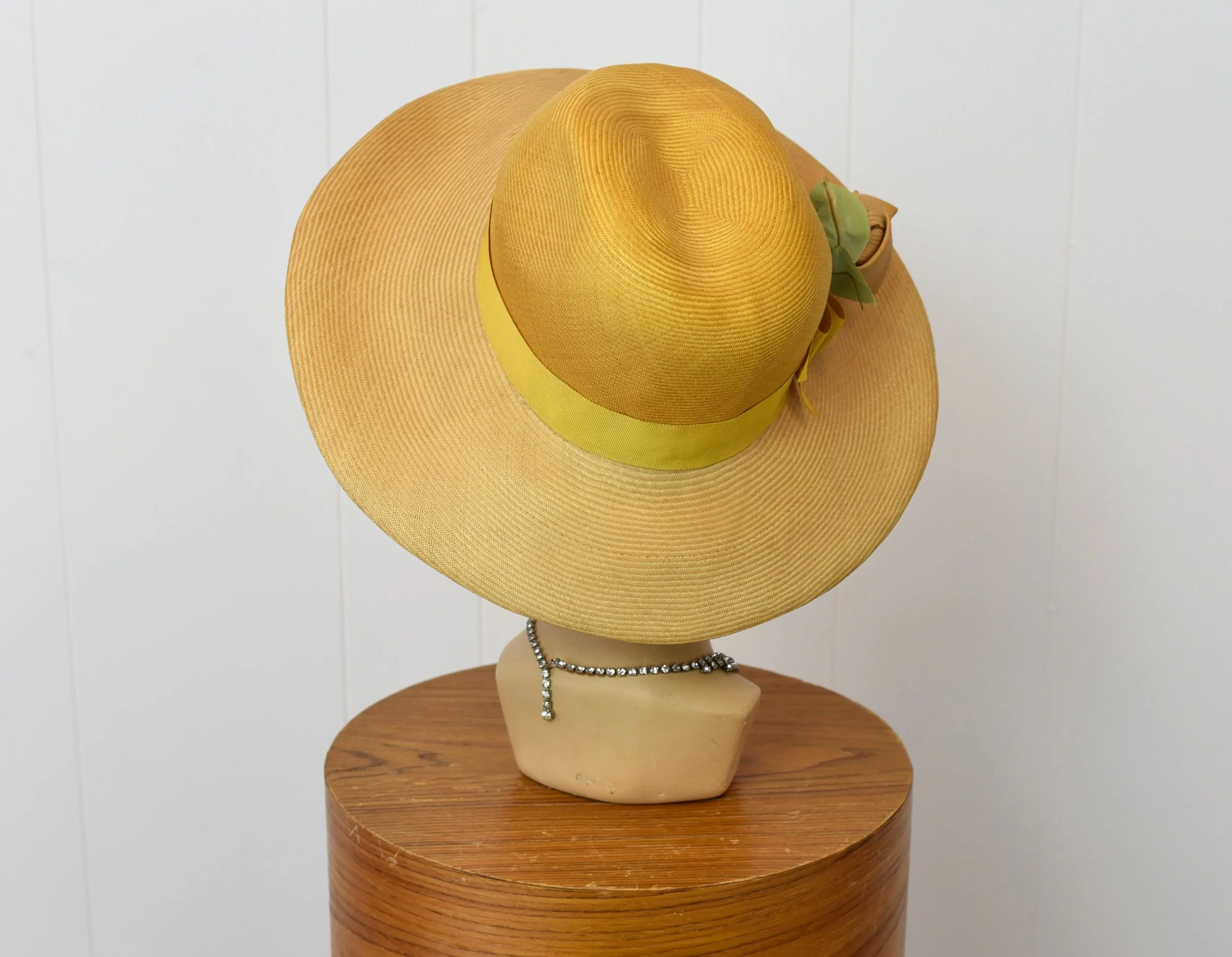 1960s Adolfo Realites Yellow Straw Floral Sun Hat — Canned  display picture 2