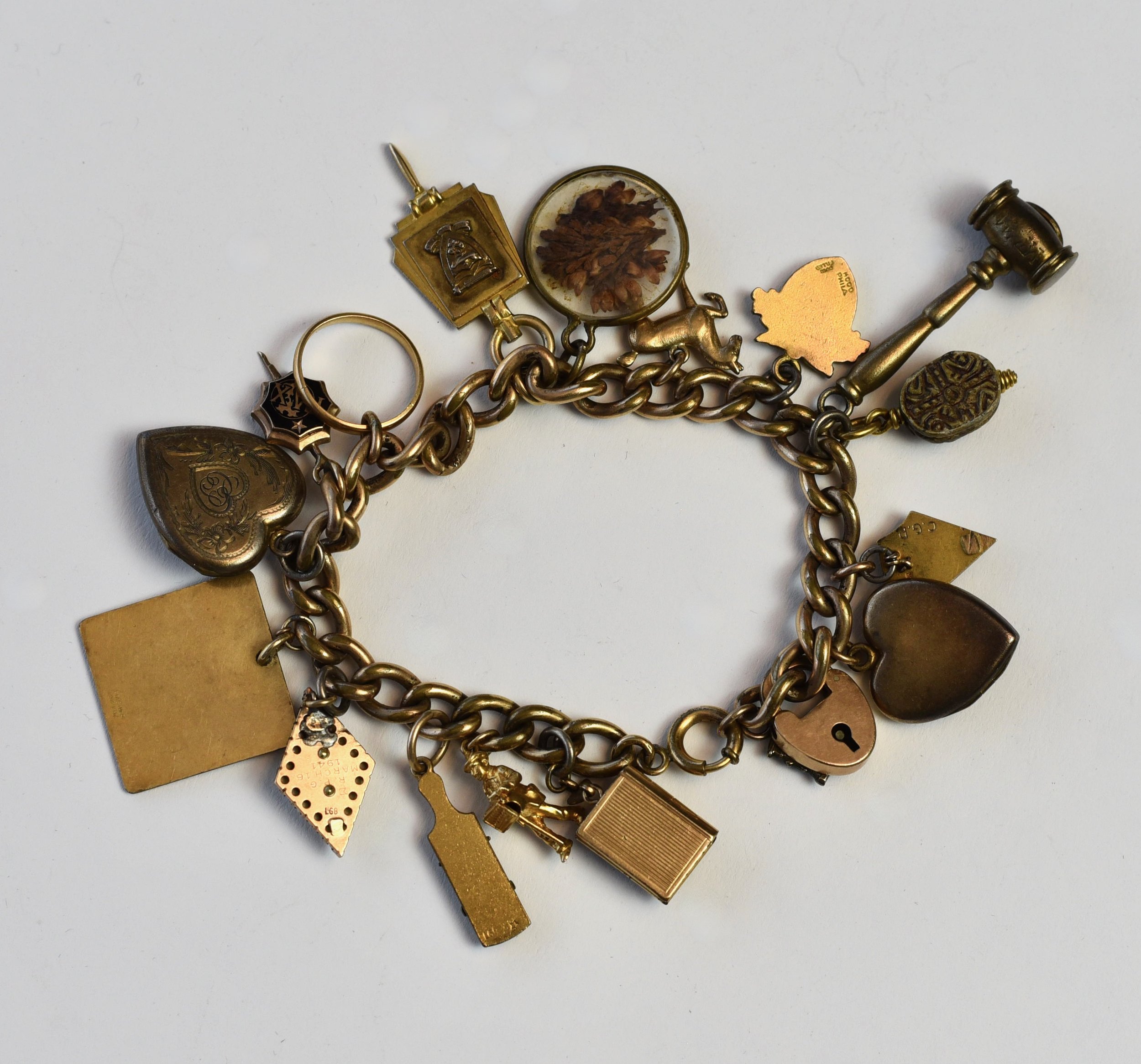 RARE 1940s Gold Sweetheart Charm Bracelet — Canned Ham Vintage