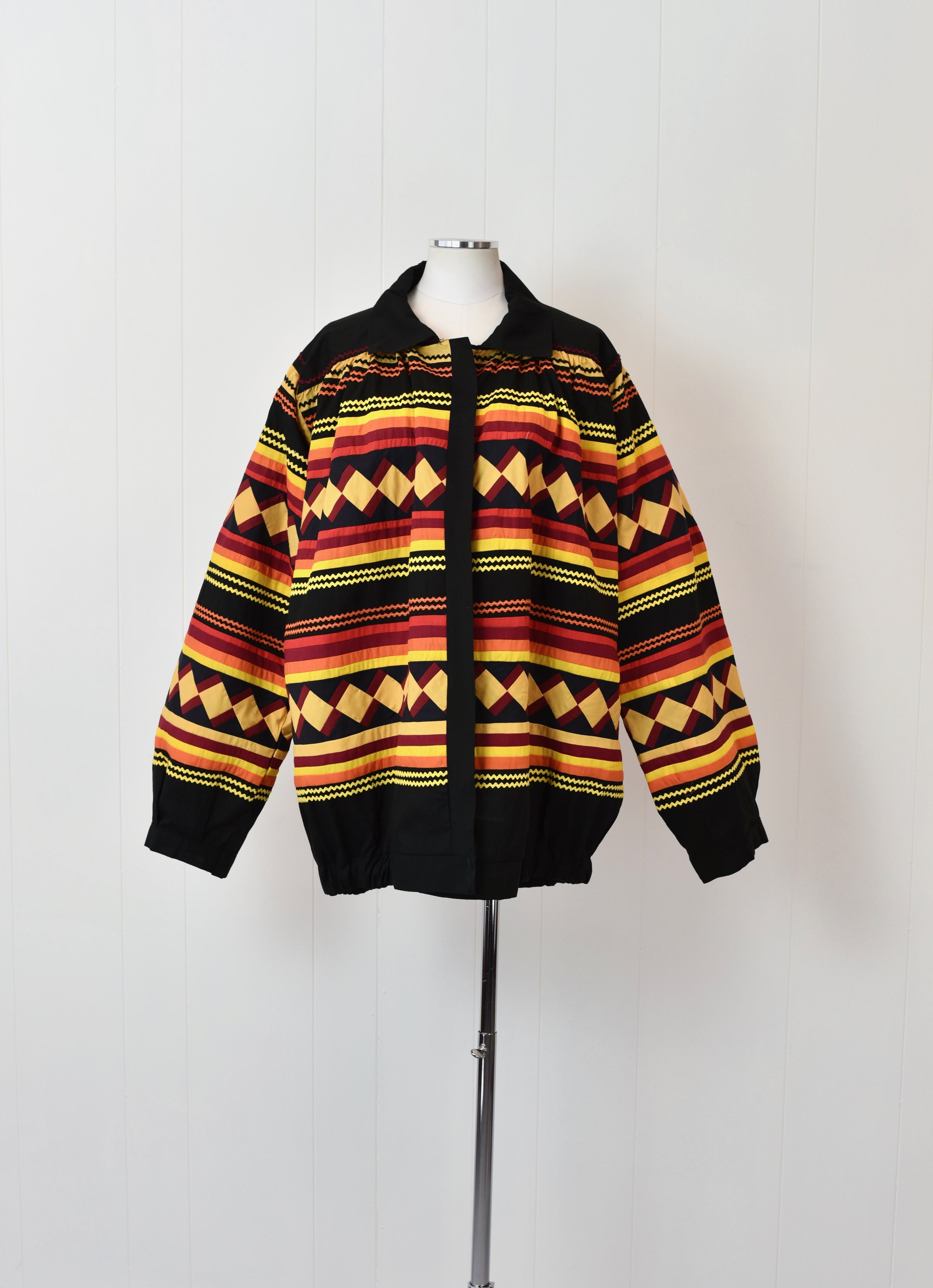 RARE 1970s/1980s Seminole Native American Black Patchwork Jacket