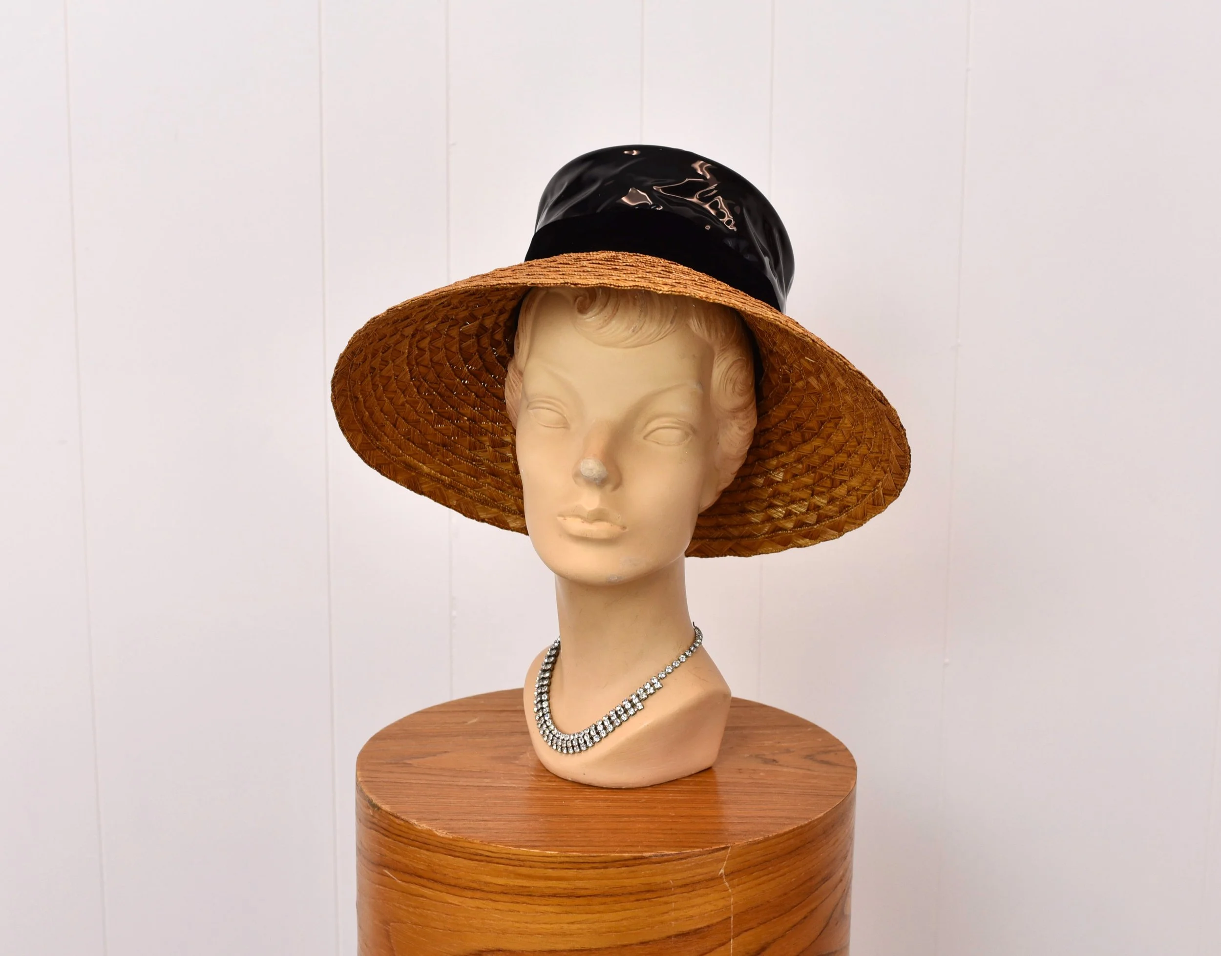 Vintage 1940s Mushroom Brim Dish Hat 40s Vintage Platter Hat Brown Women main image 2