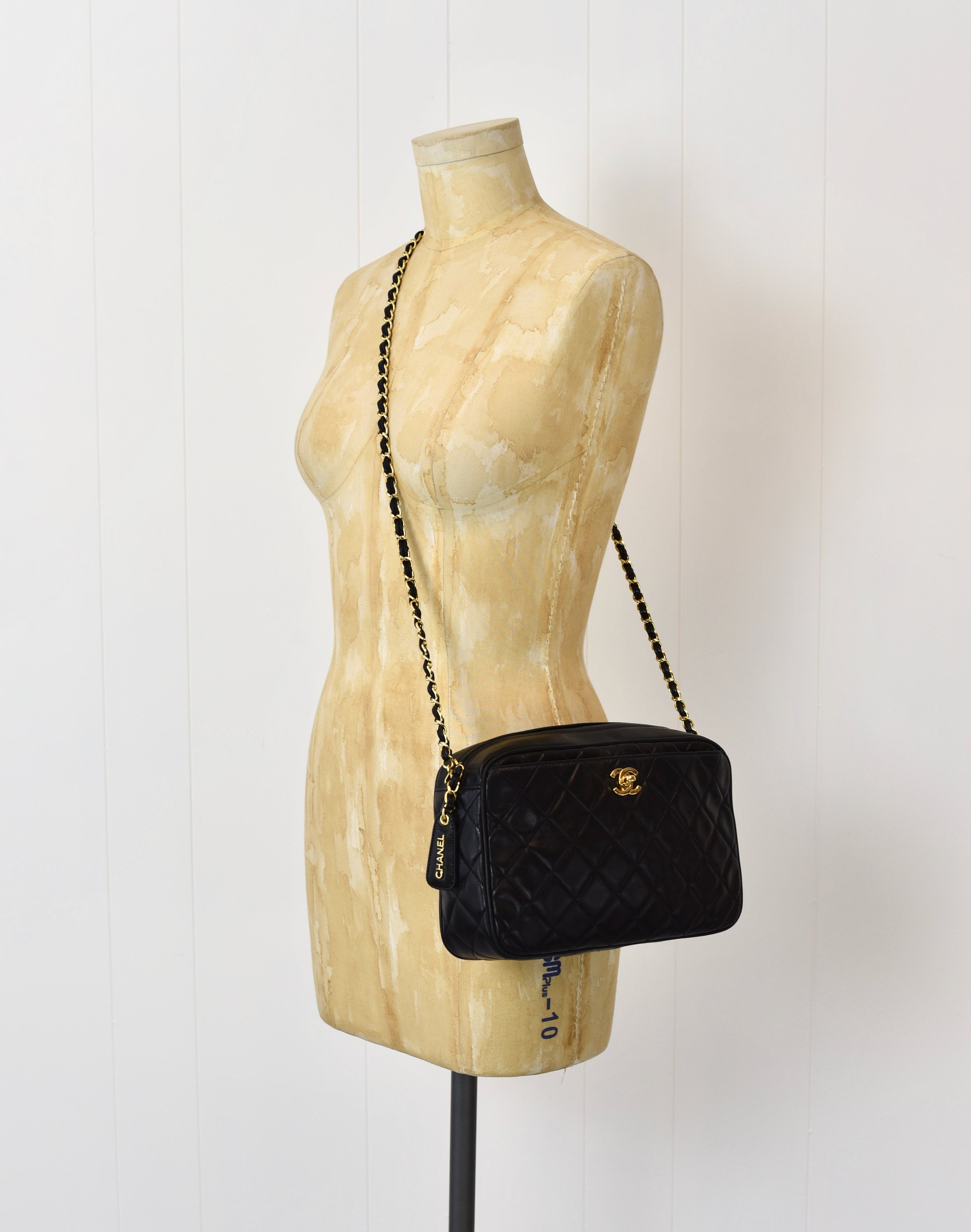 1990s Chanel Black Quilted Lambskin Leather with Gold Tone