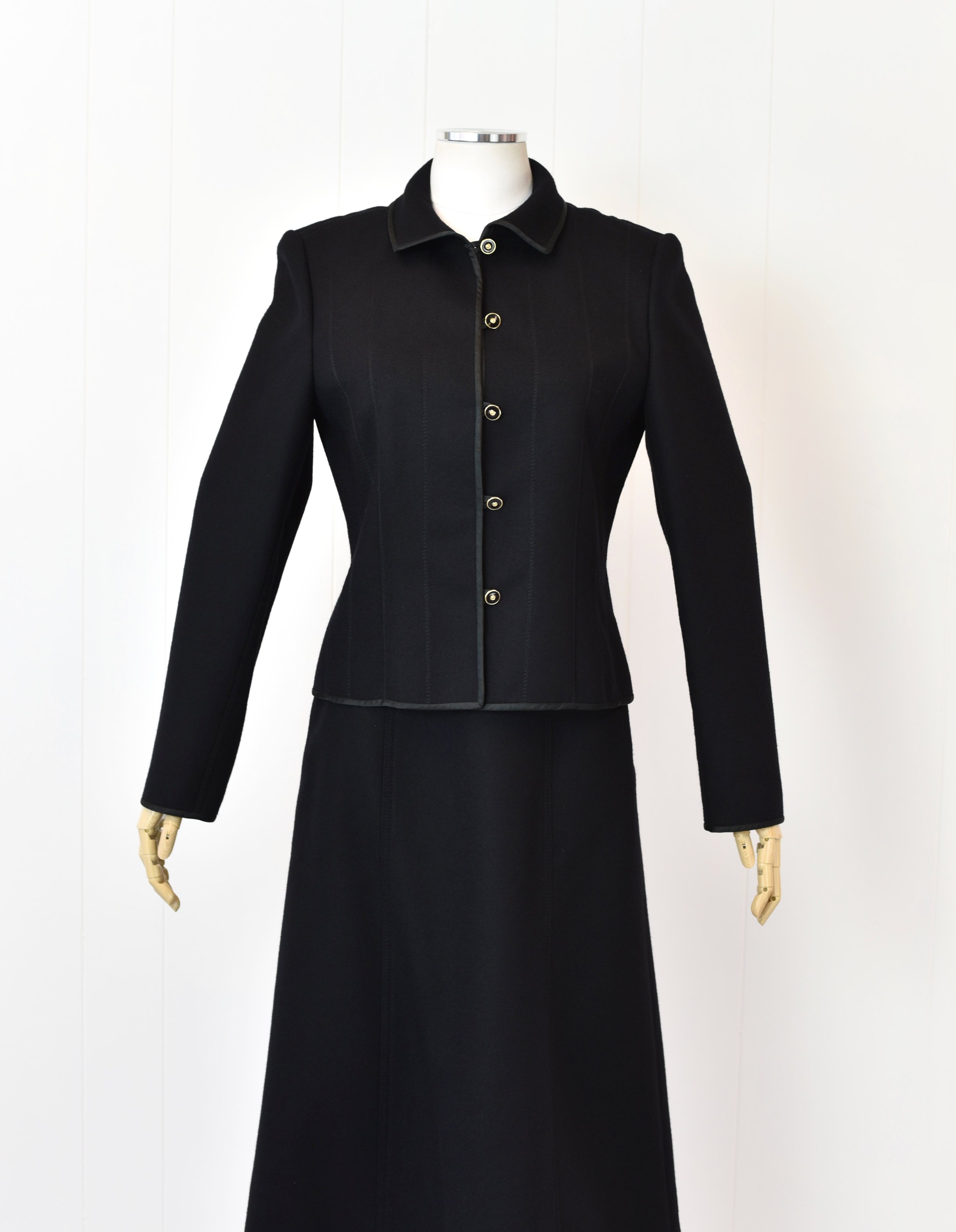 1980s Louis Féraud Black Wool Jacket & Skirt Two Piece Suit Set — Canned  Ham Vintage