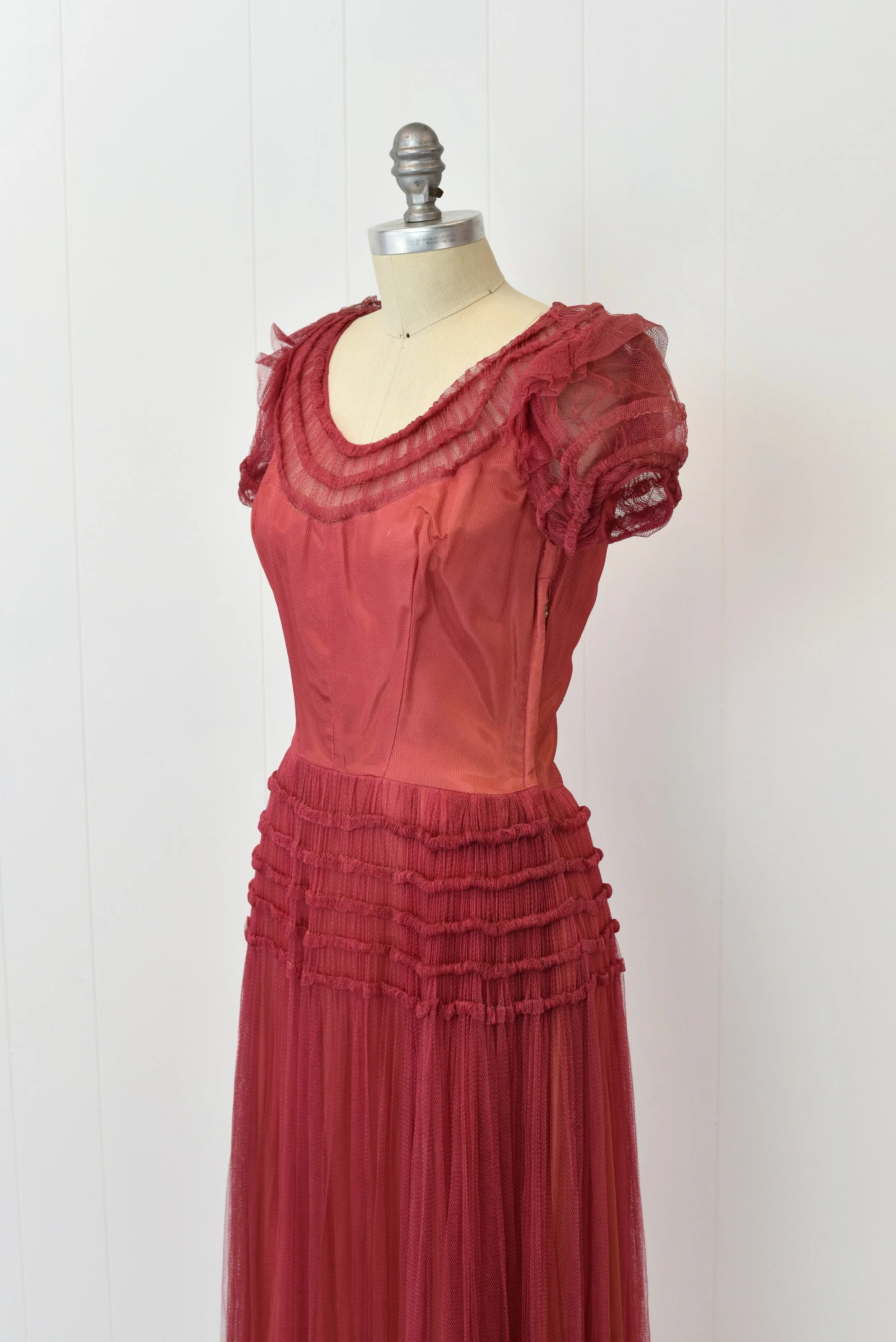 open lace back dress Vintage 1940s Cocktail Party Dress Beaded Blue Taffeta Size M  Poppy's  Vintage Clothing