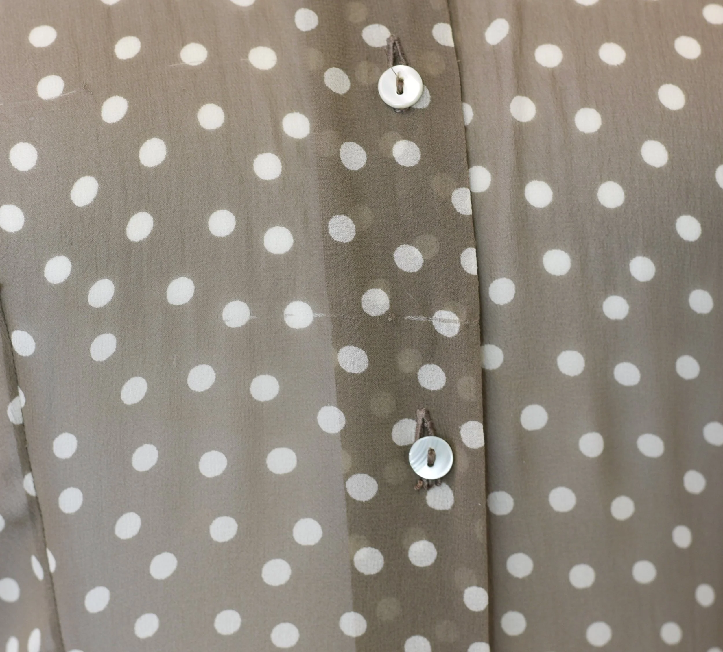 1980s Dark Taupe Polka Dot Lolita Lempicka Silk Dress  Canned Ham Vintage