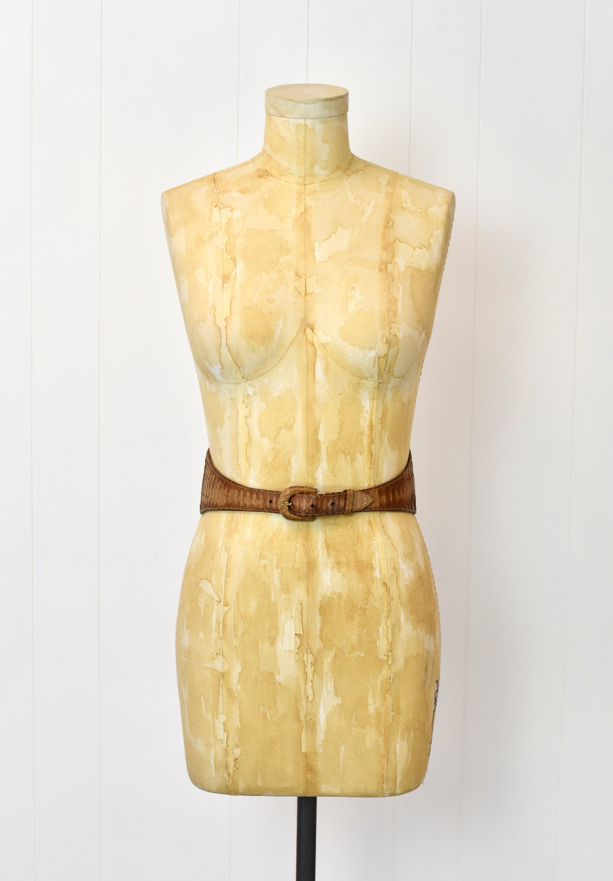 1980s/1990s Brown Python Snakeskin J Lynch Wide Statement 