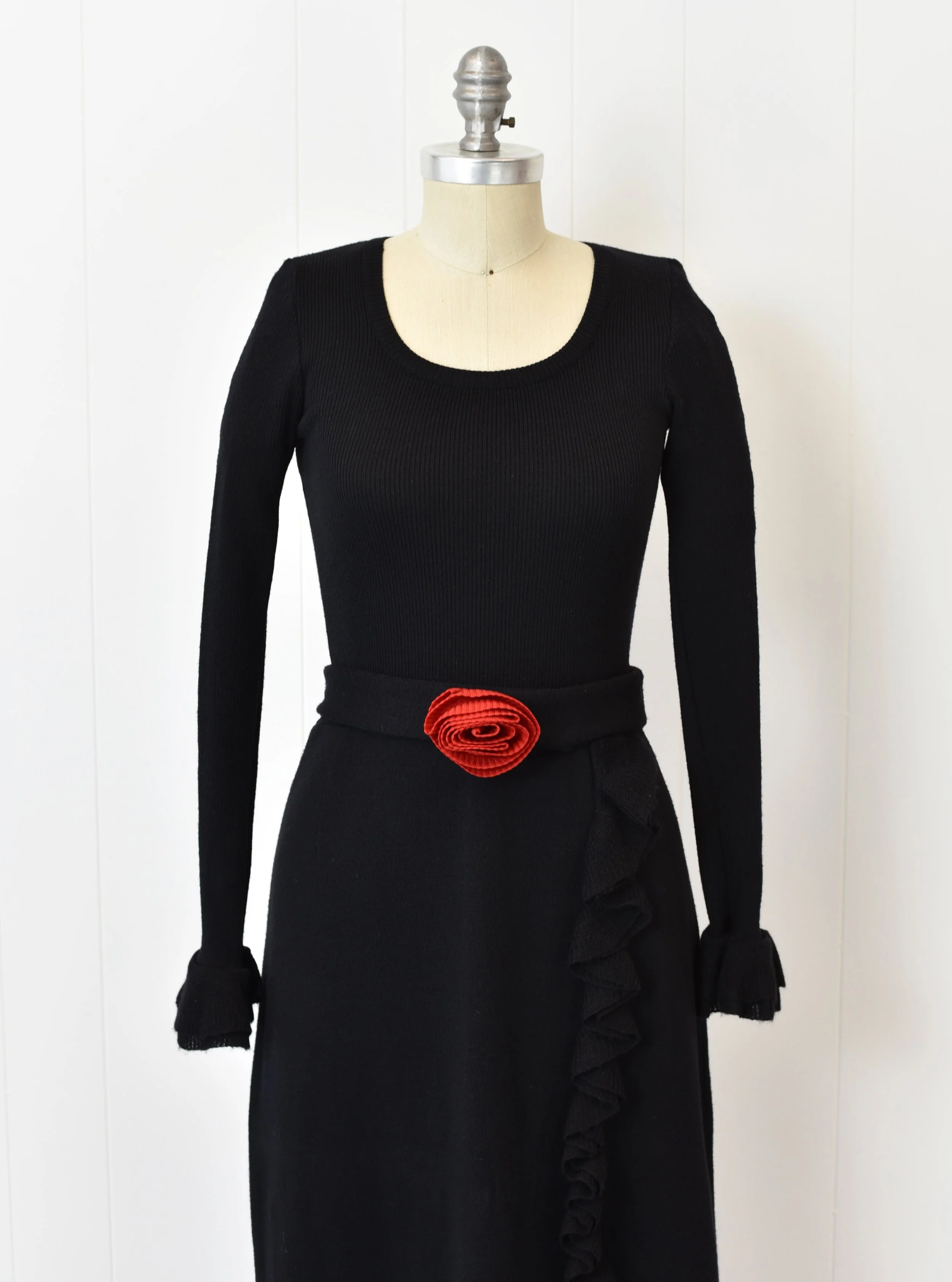 open lace back dress Stylish Straight Dress with Belt Black XL