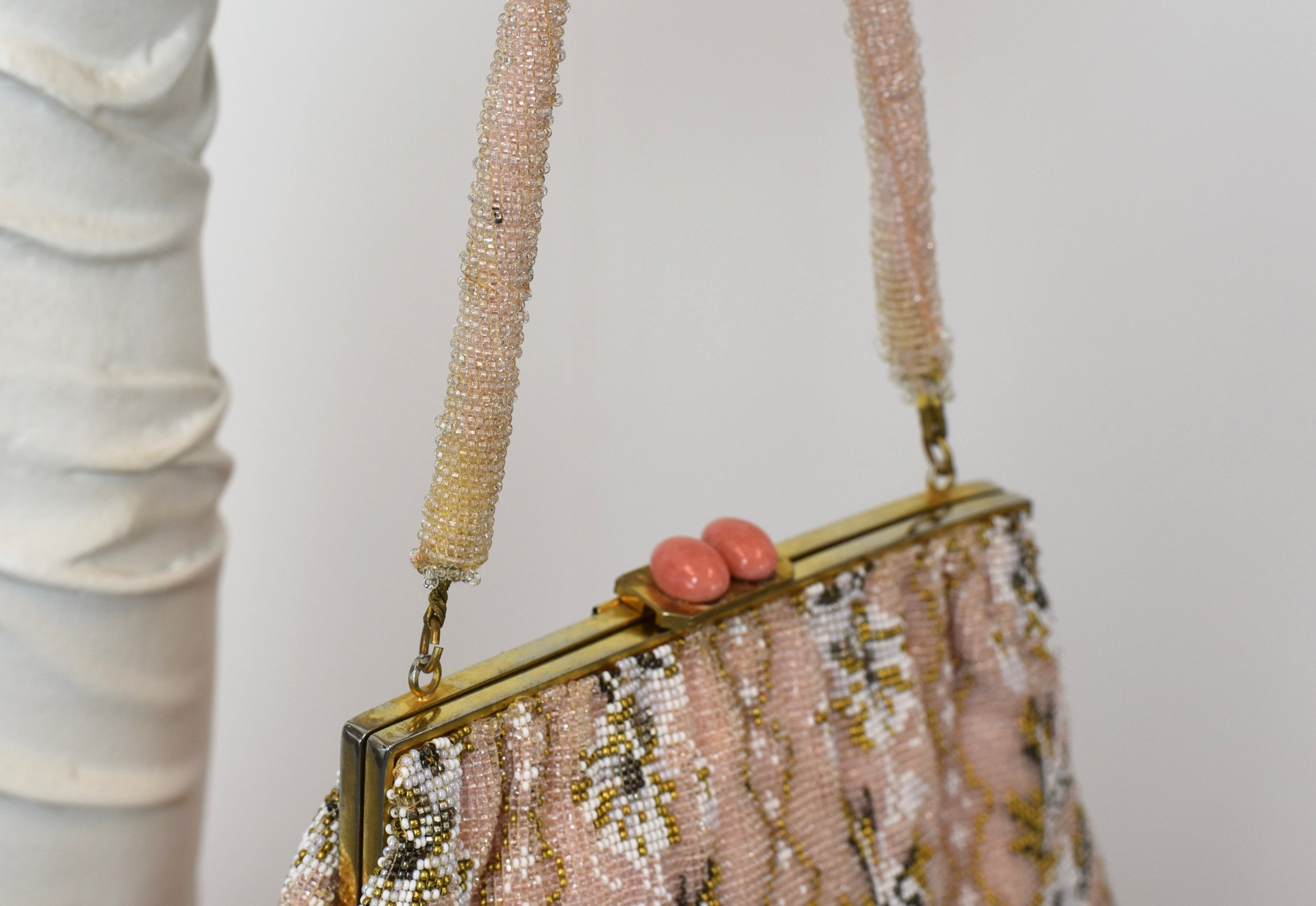 Vintage Gold Beaded Purse 1940s 50s Evening Handbag 
