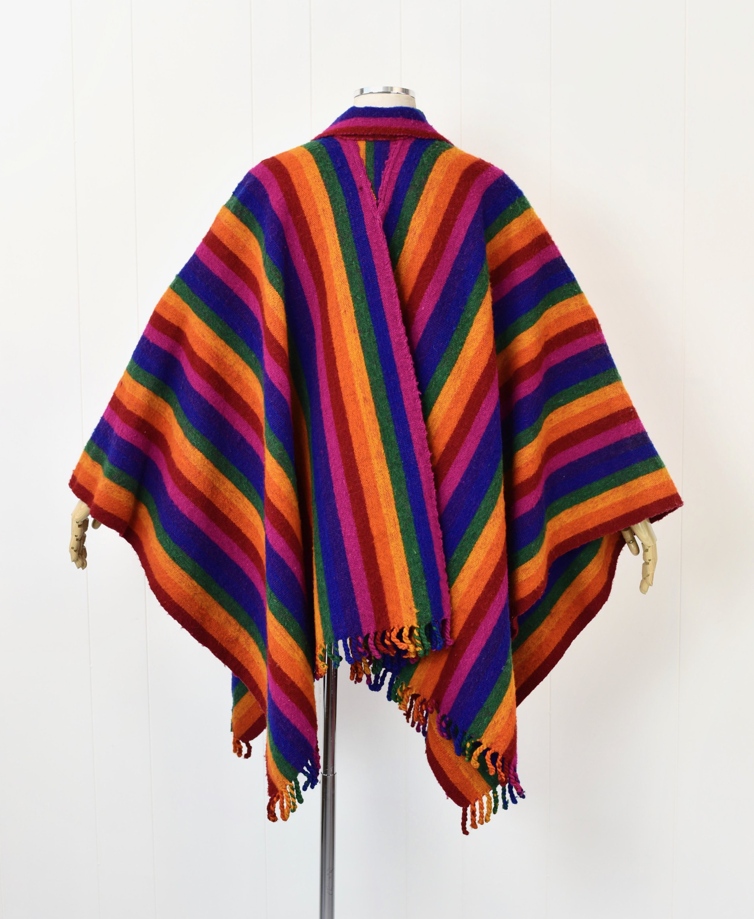1970s Style Handmade Rainbow Striped Pride Made Hippie Poncho — Canned Ham