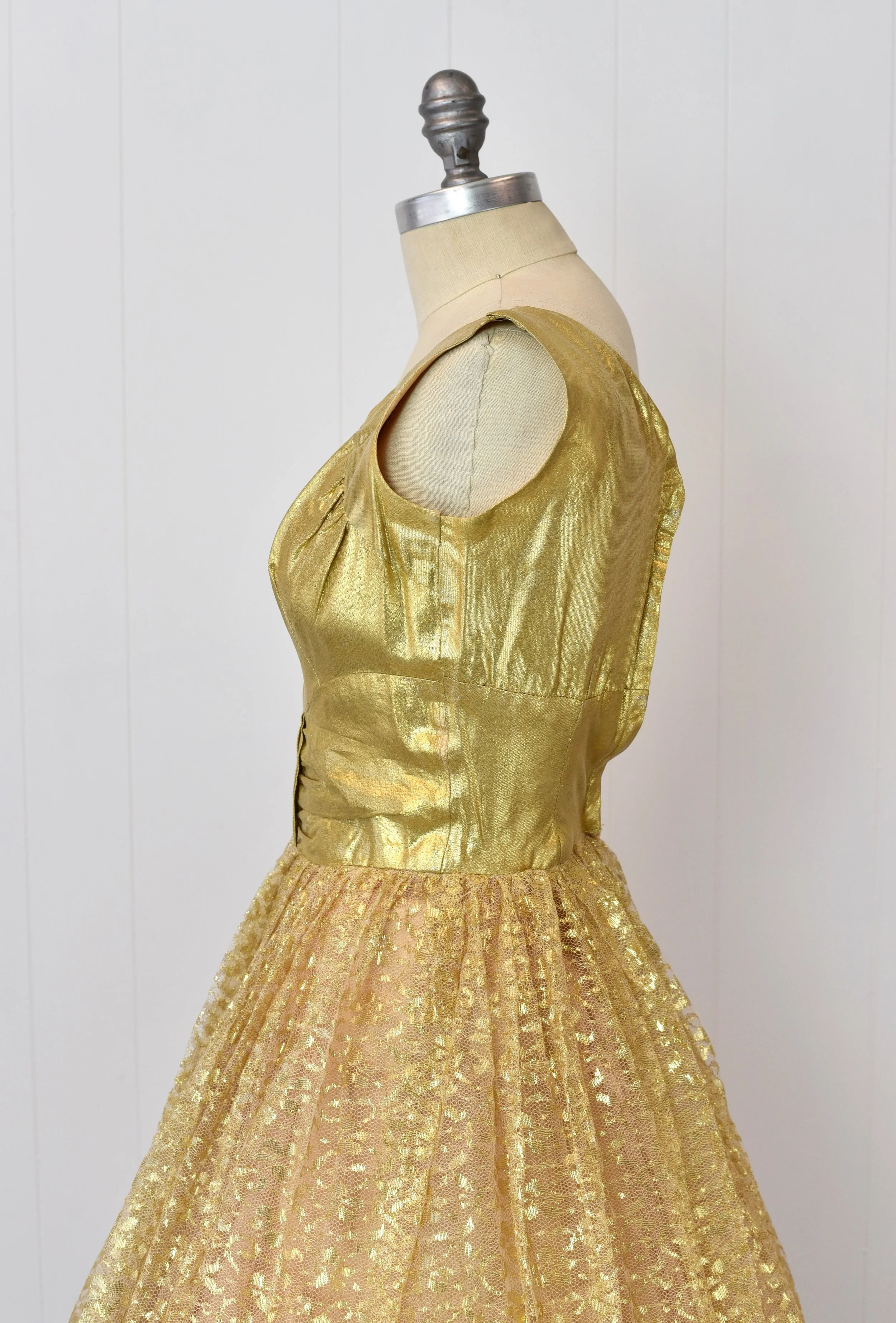 retro gold dress Vintage 1960s Gold Lame Cocktail Dress ALEXANDRA-KING