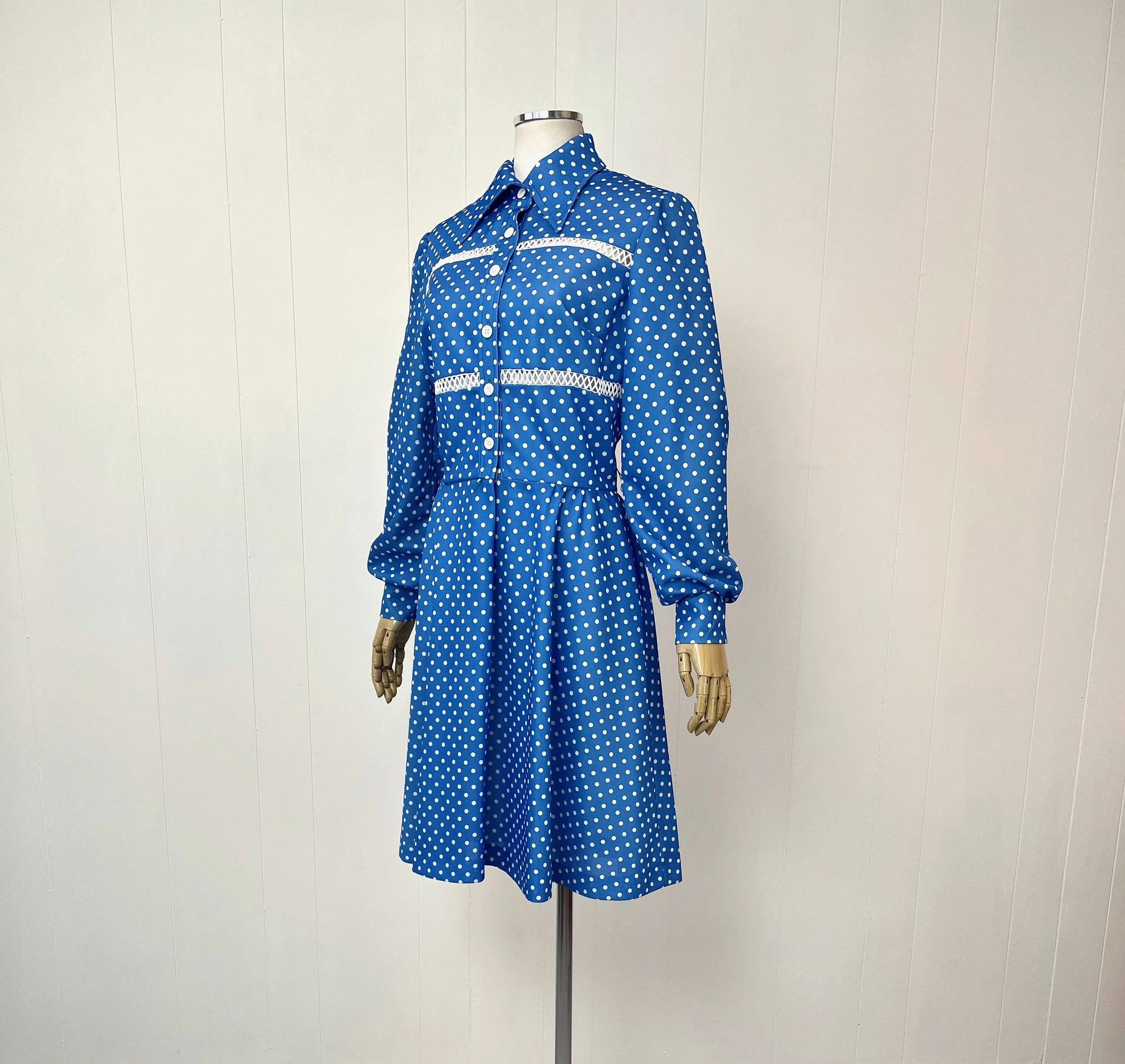 1970s shirt dress Vintage 70s Landscape House Tree Novelty Print Shirt Dress 14 16