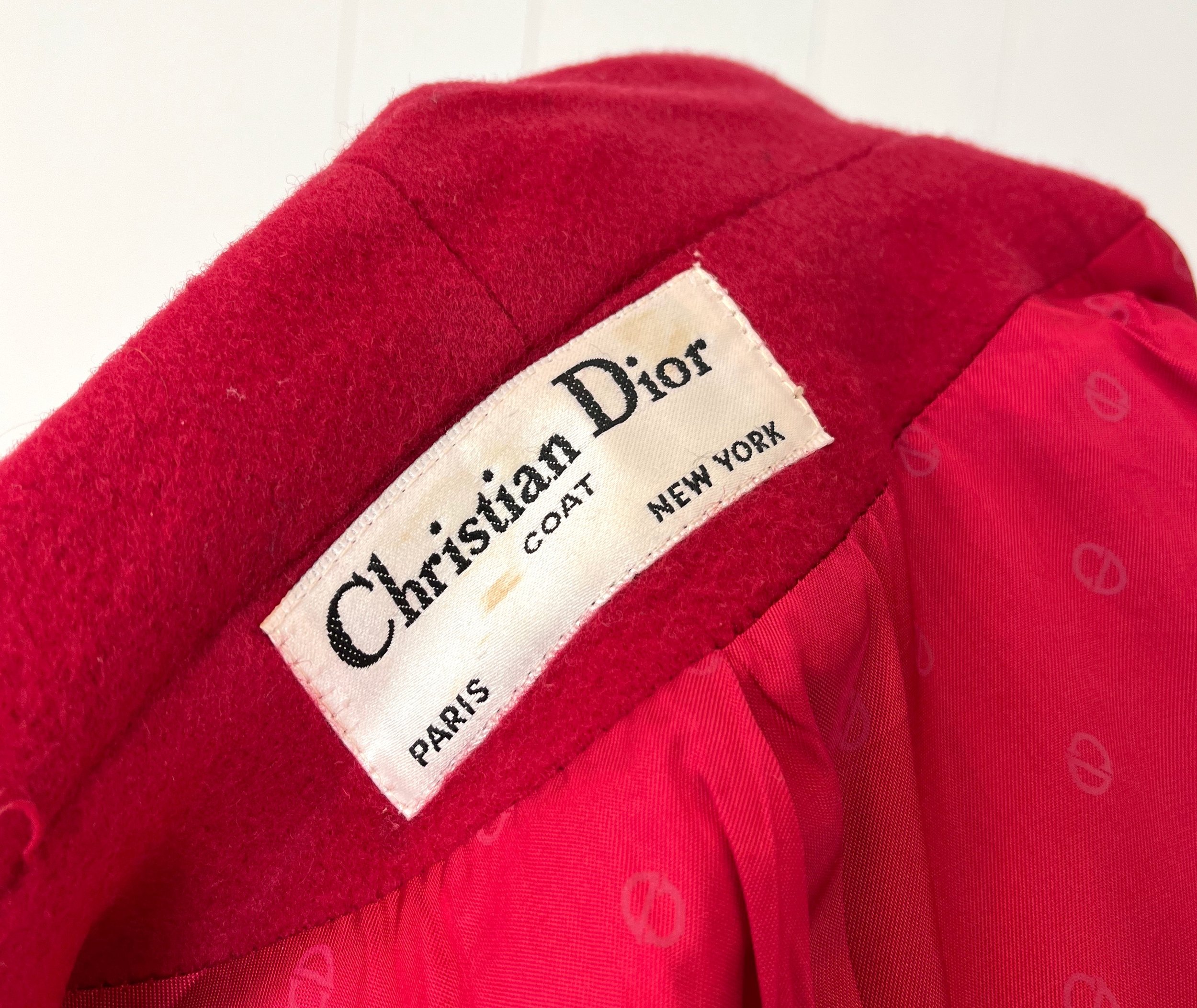 1970s/1980s Christian Dior Berry Red Wool Coat Jacket 1970s/1980s Christian Dior Berry Red Wool Coat Jacket