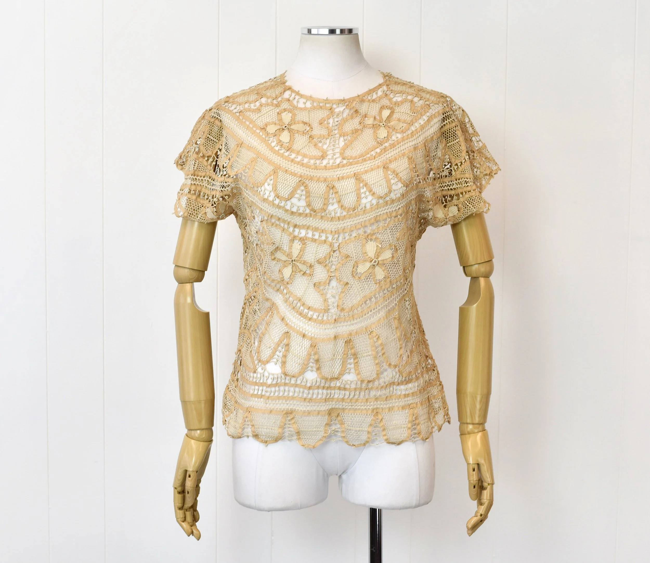 トップス 1900s Grape Wheat Embroidery Blouse Retro Boot Stitch Quarter Zip – Triangle T Boutique