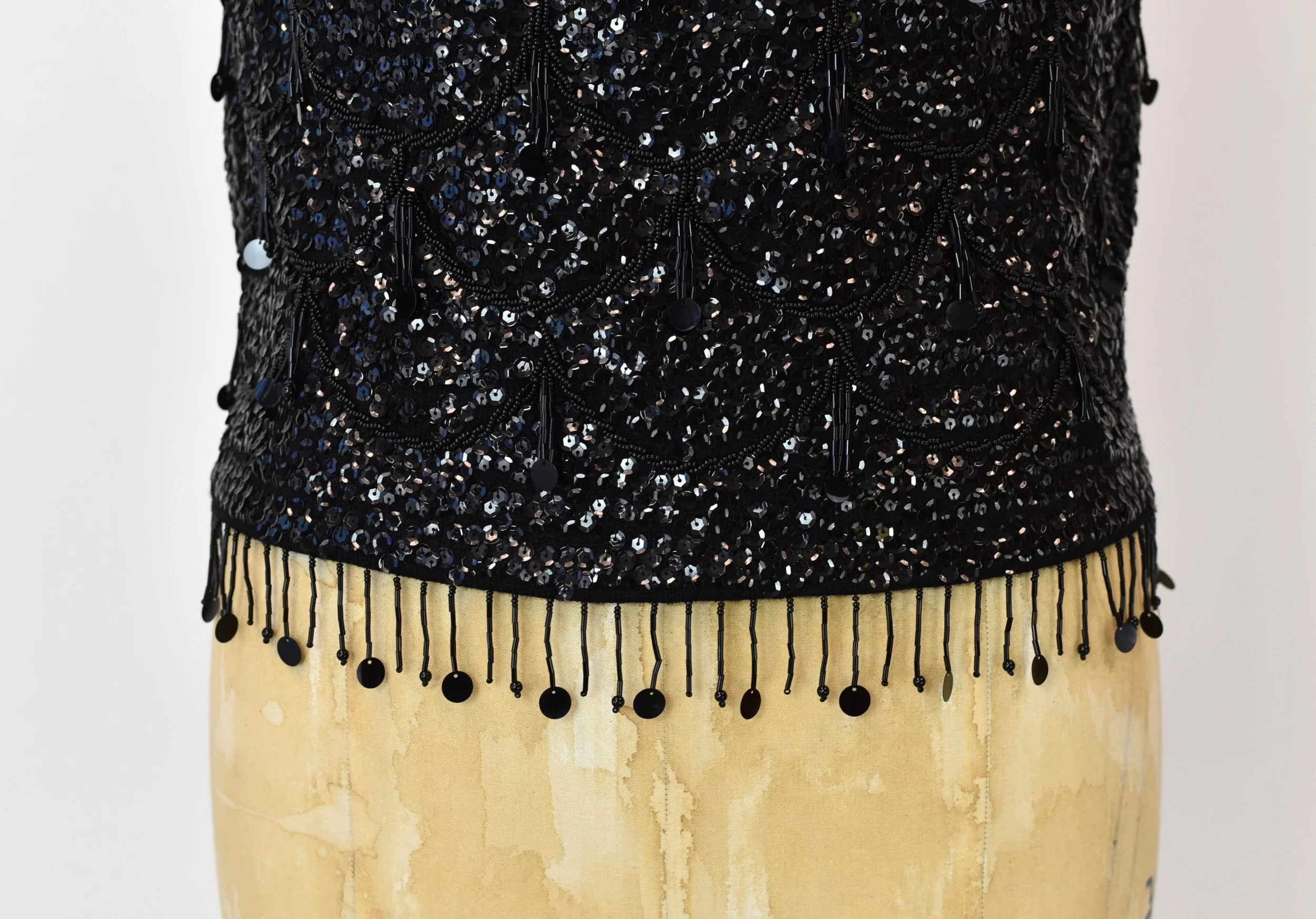1960s Black Beaded Sequin Fringe Blouse — Canned Ham Vintage display picture 1