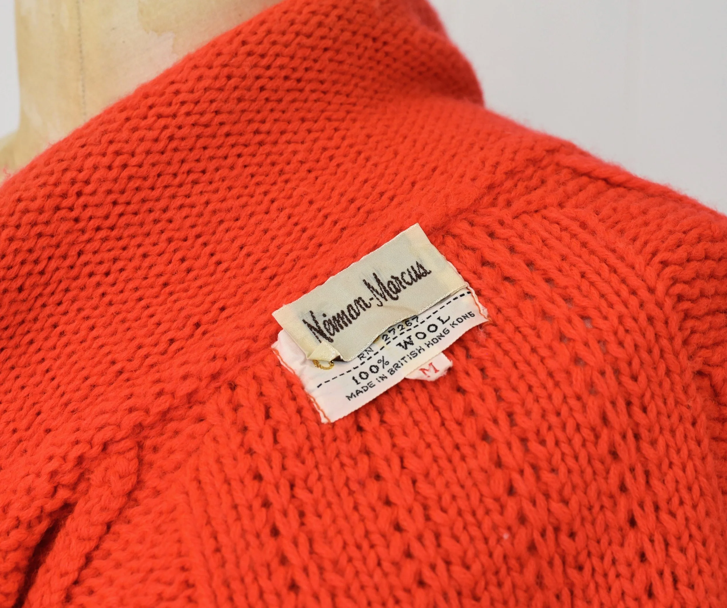 1960s/1970s Orange Neiman Marcus Wool Sweater Cardigan — Canned 