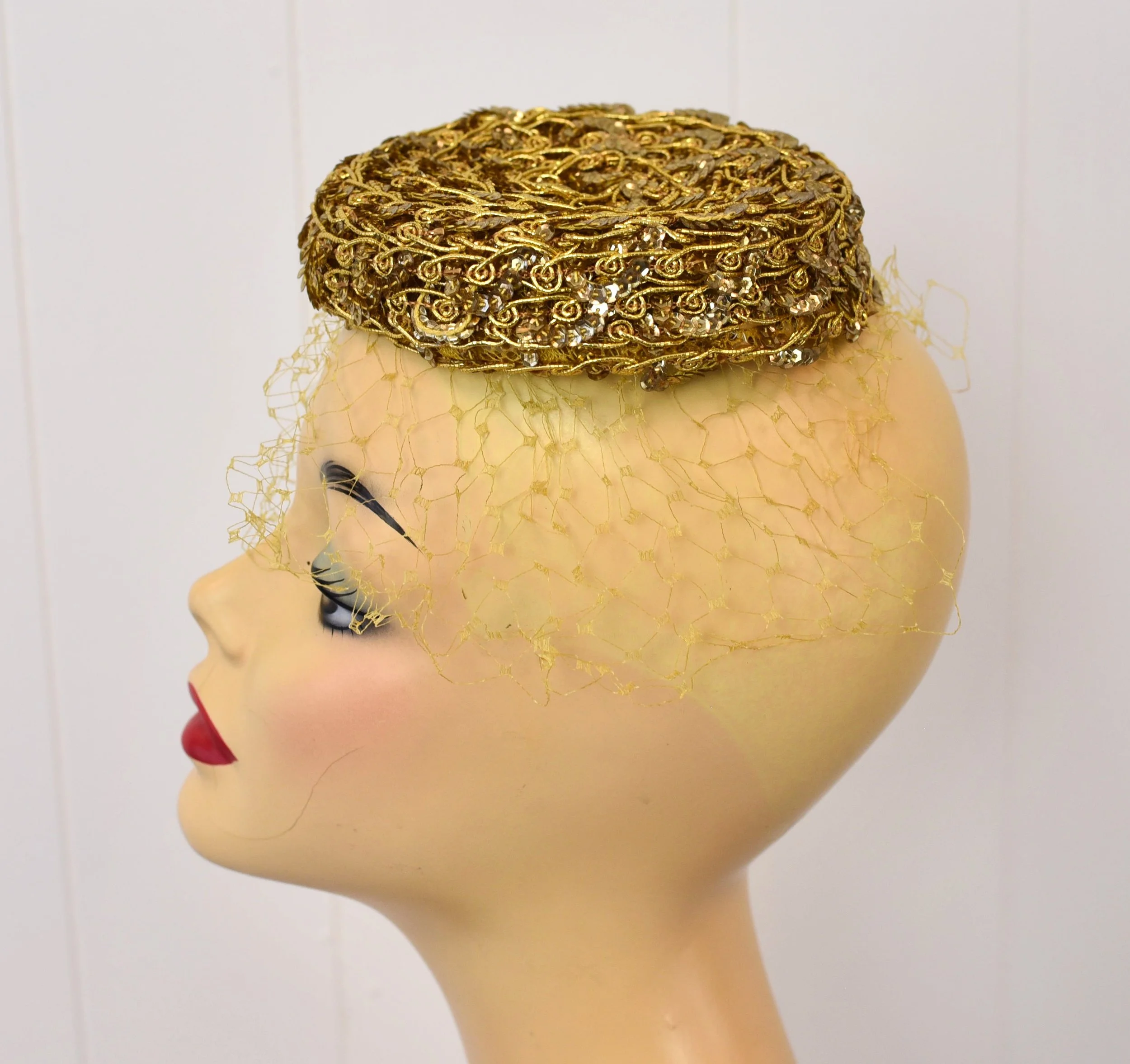 1940s sequin pillbox hat with veil Vintage Sequin Pillbox Hat - Etsy main image 3