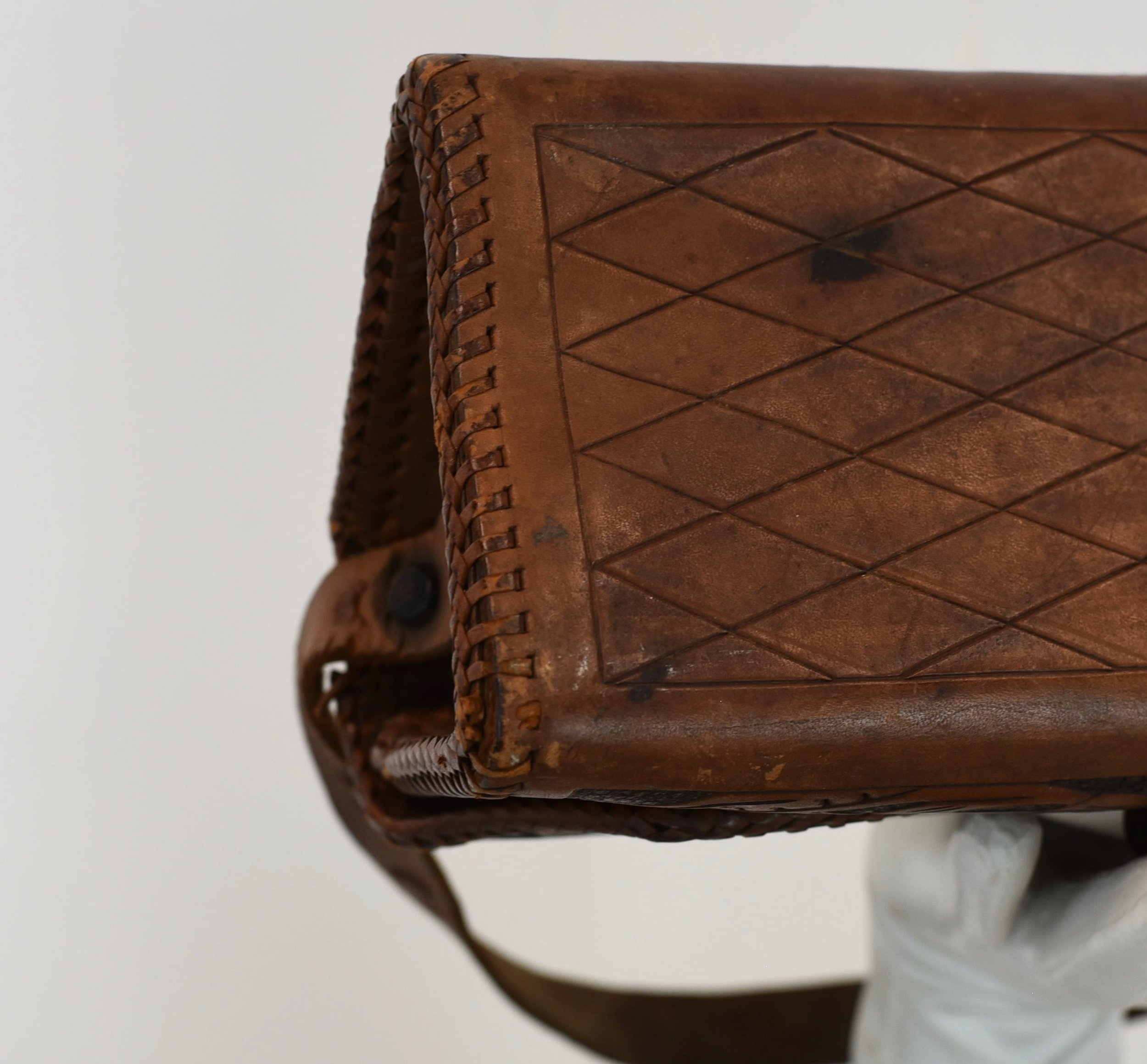 1940s/1950s Tooled Leather Brown Floral Western Horse Novelty