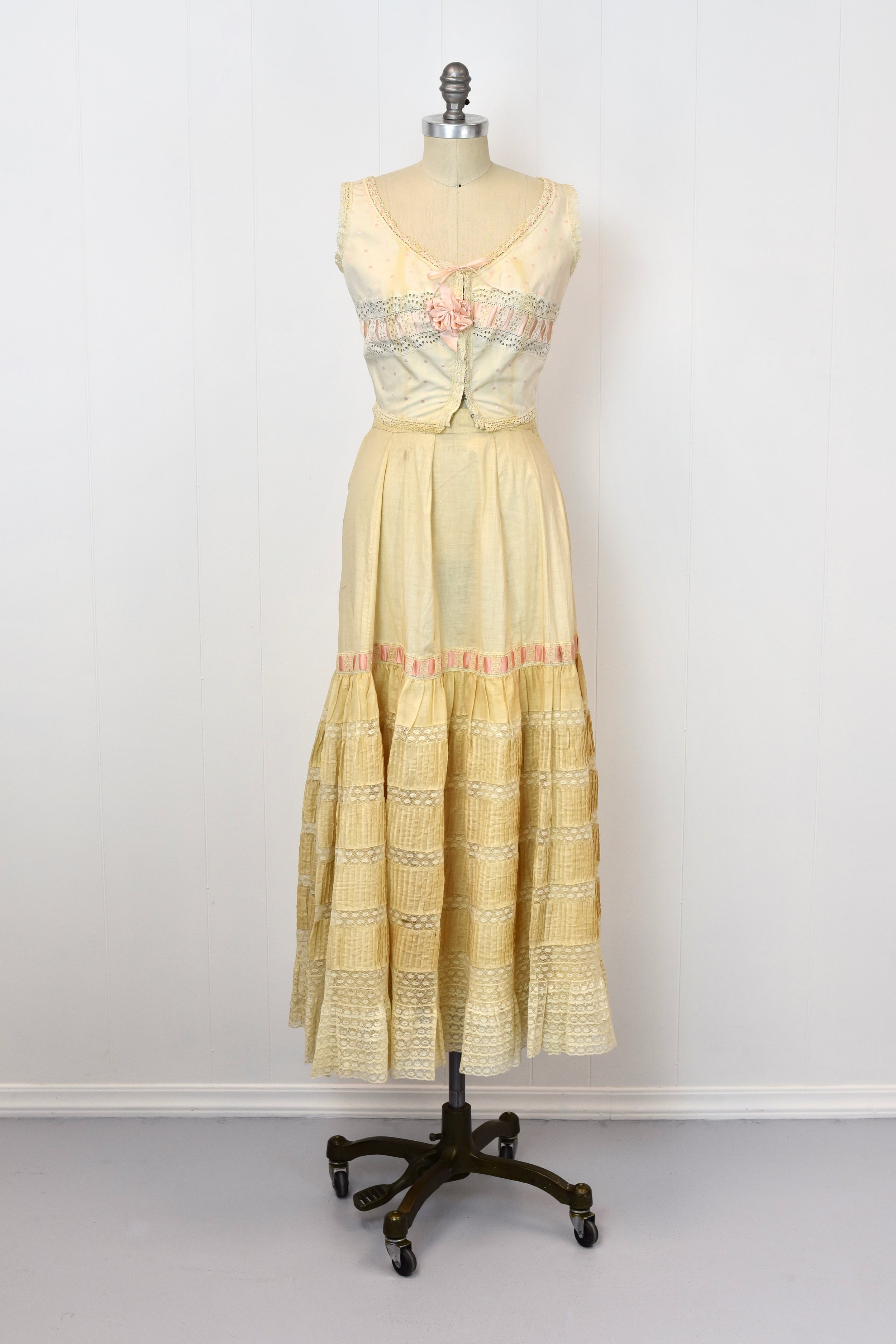 Antique 1800s/1900s Victorian Edwardian Corset Cover Blouse Pink Petticoat  Skirt Lingerie Undergarments Two Piece Set — Canned Ham Vintage