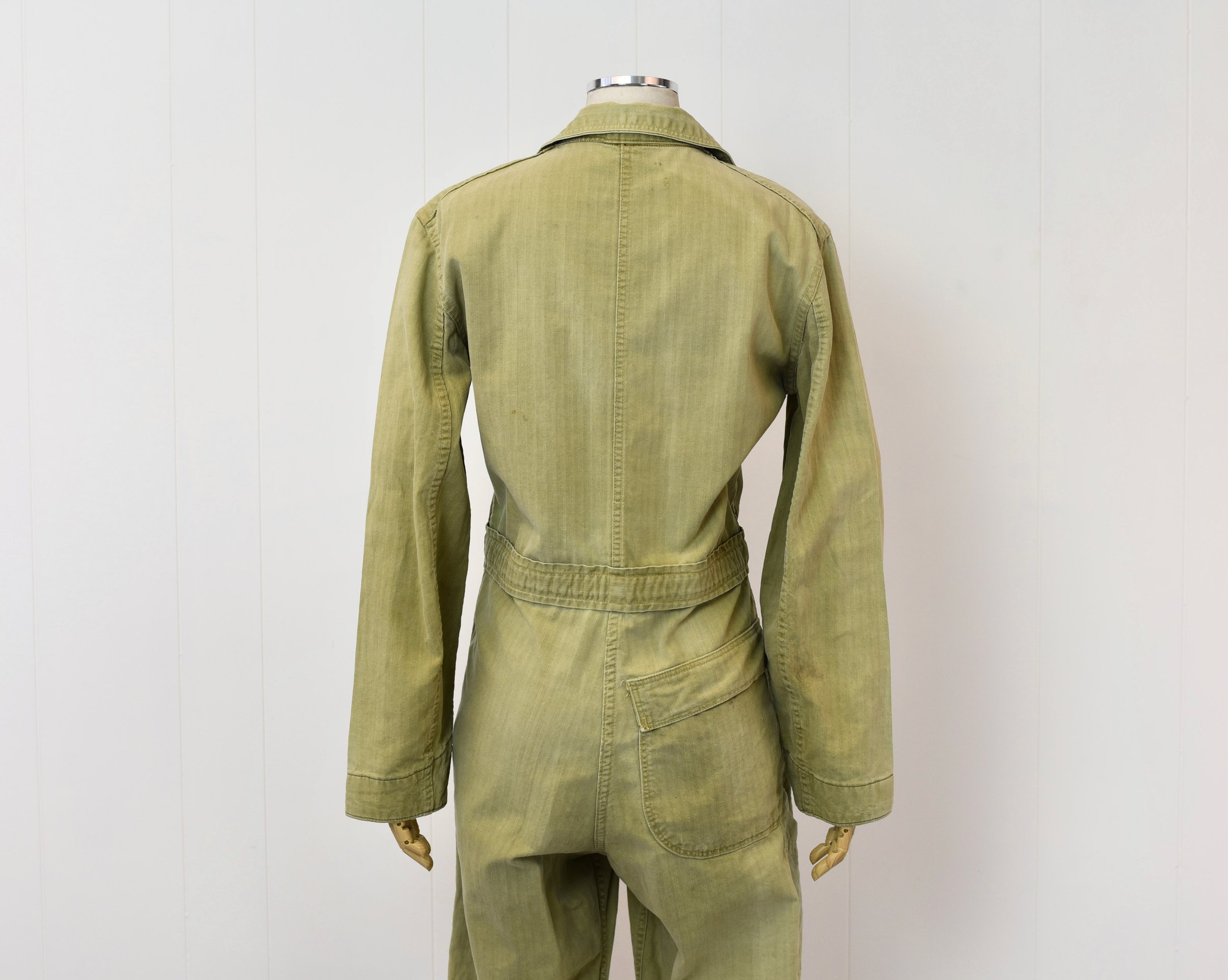 1950s Green Army Military Cotton Jumpsuit Coveralls — Canned Ham Vintage