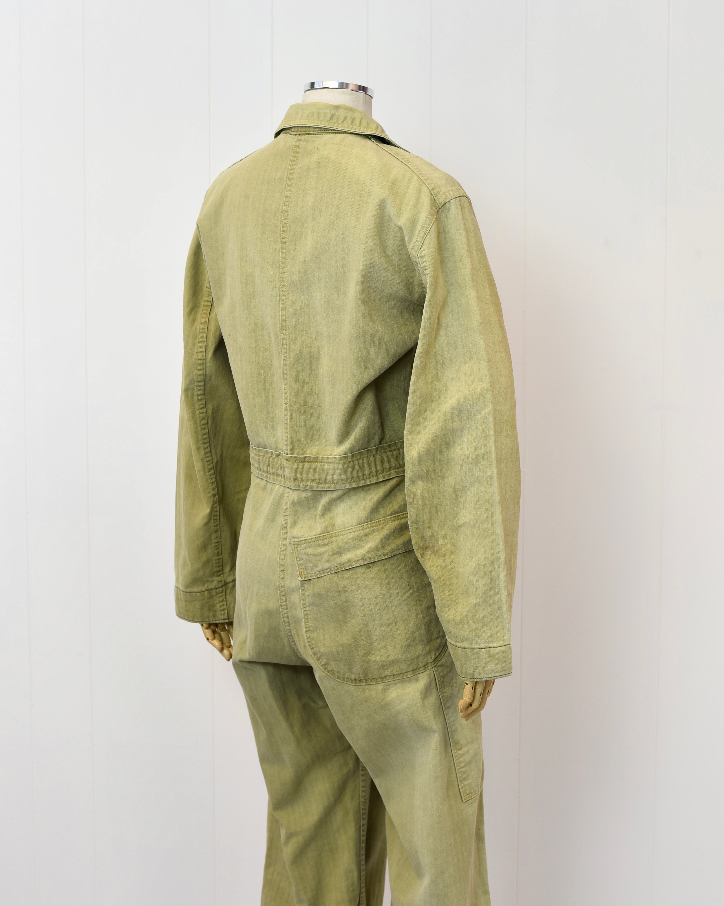 1950s Green Army Military Cotton Jumpsuit Coveralls — Canned Ham Vintage