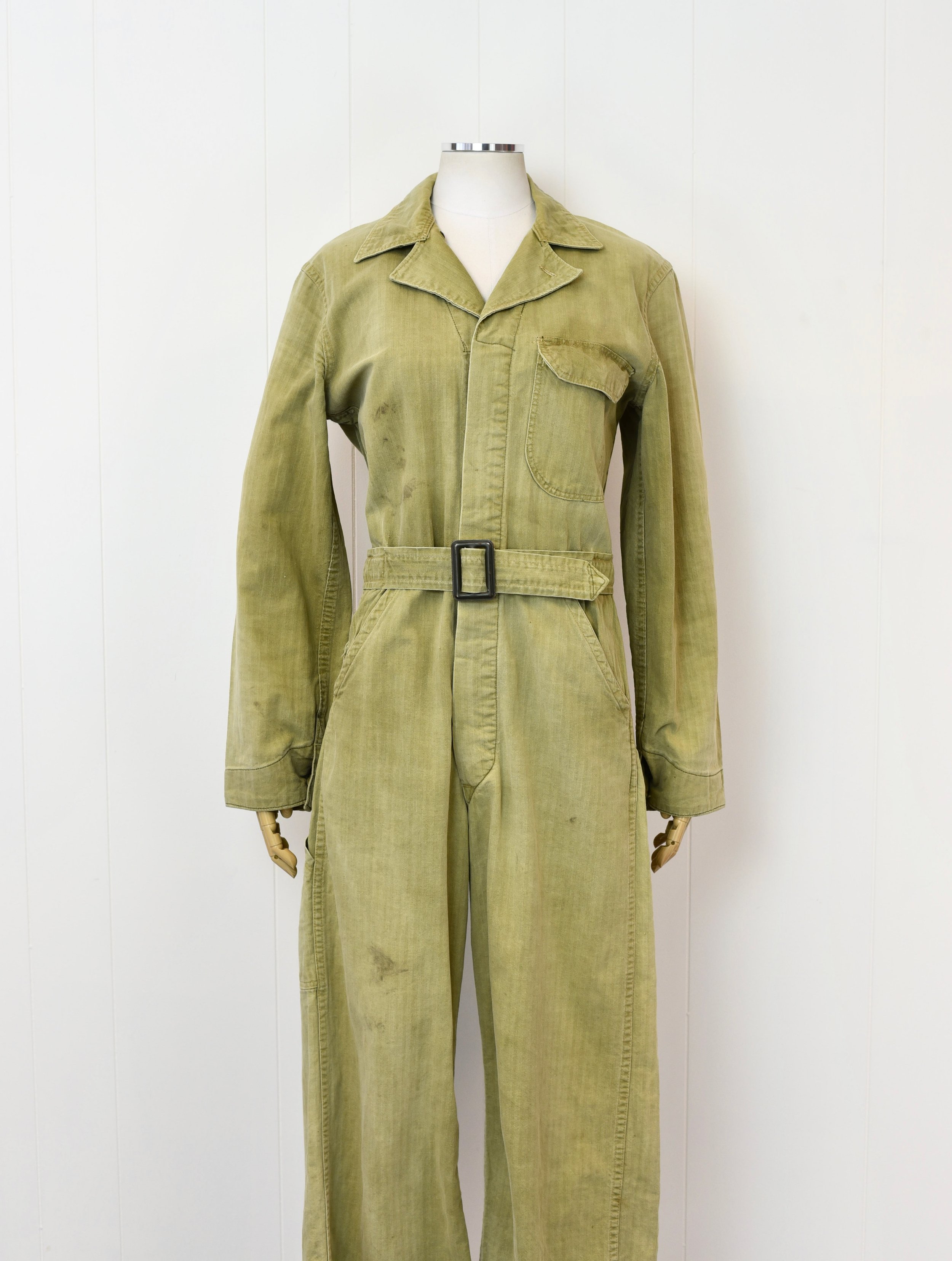 1950s Green Army Military Cotton Jumpsuit Coveralls — Canned Ham Vintage