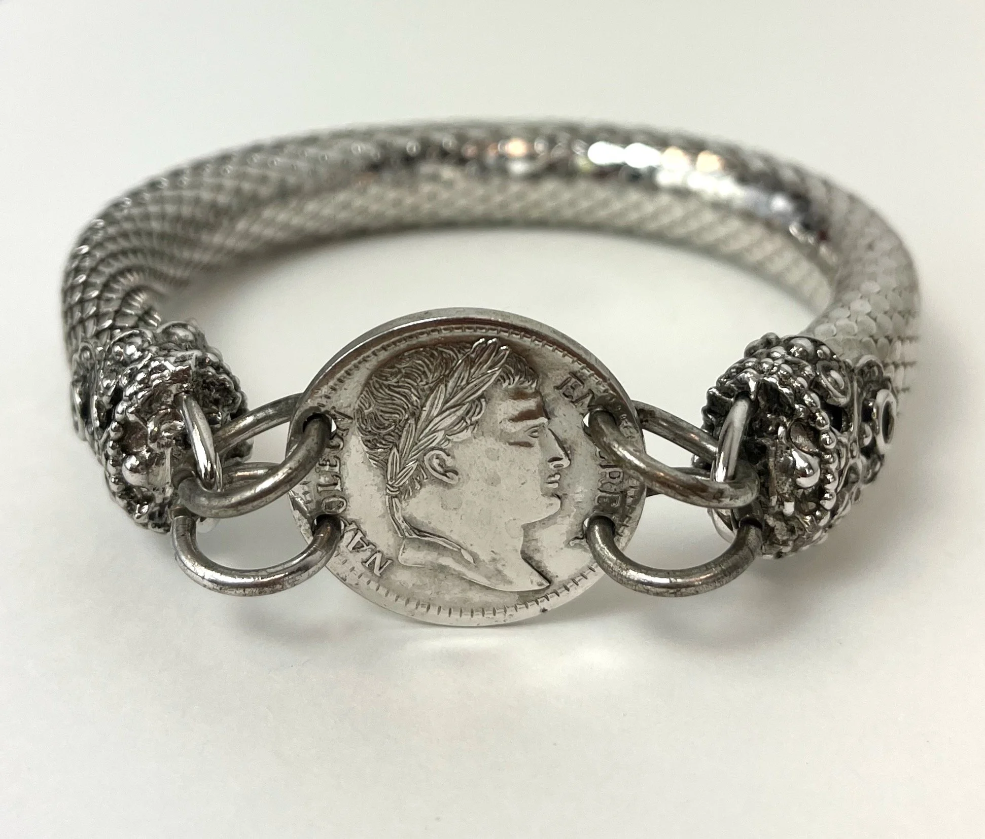 1960s Napoleon Coin Silver Metal Mesh Whiting & Davis Style 