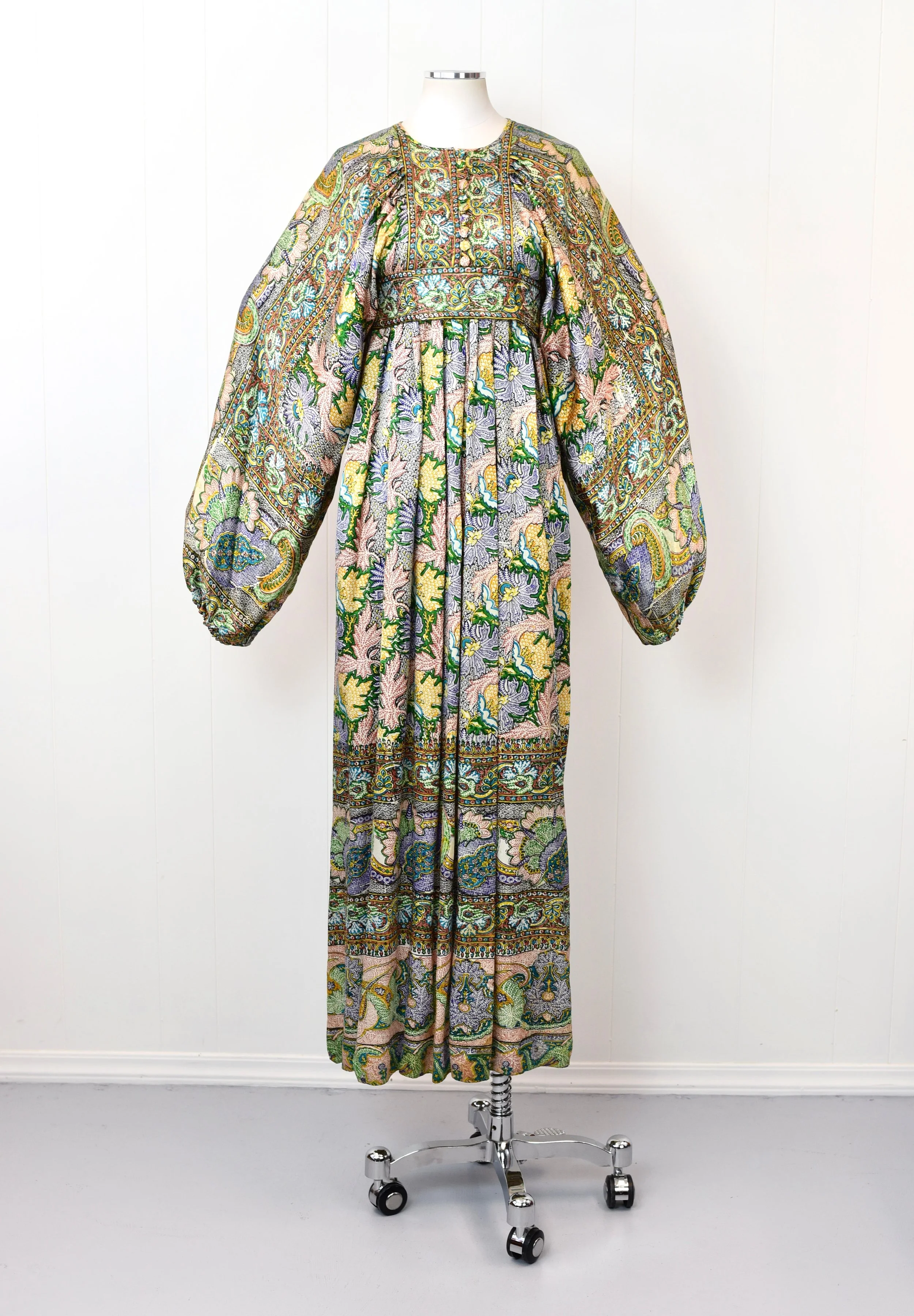chinese dress ladies Blue Hand-Beaded Handspun Cotton Boho Maxi Dress 42