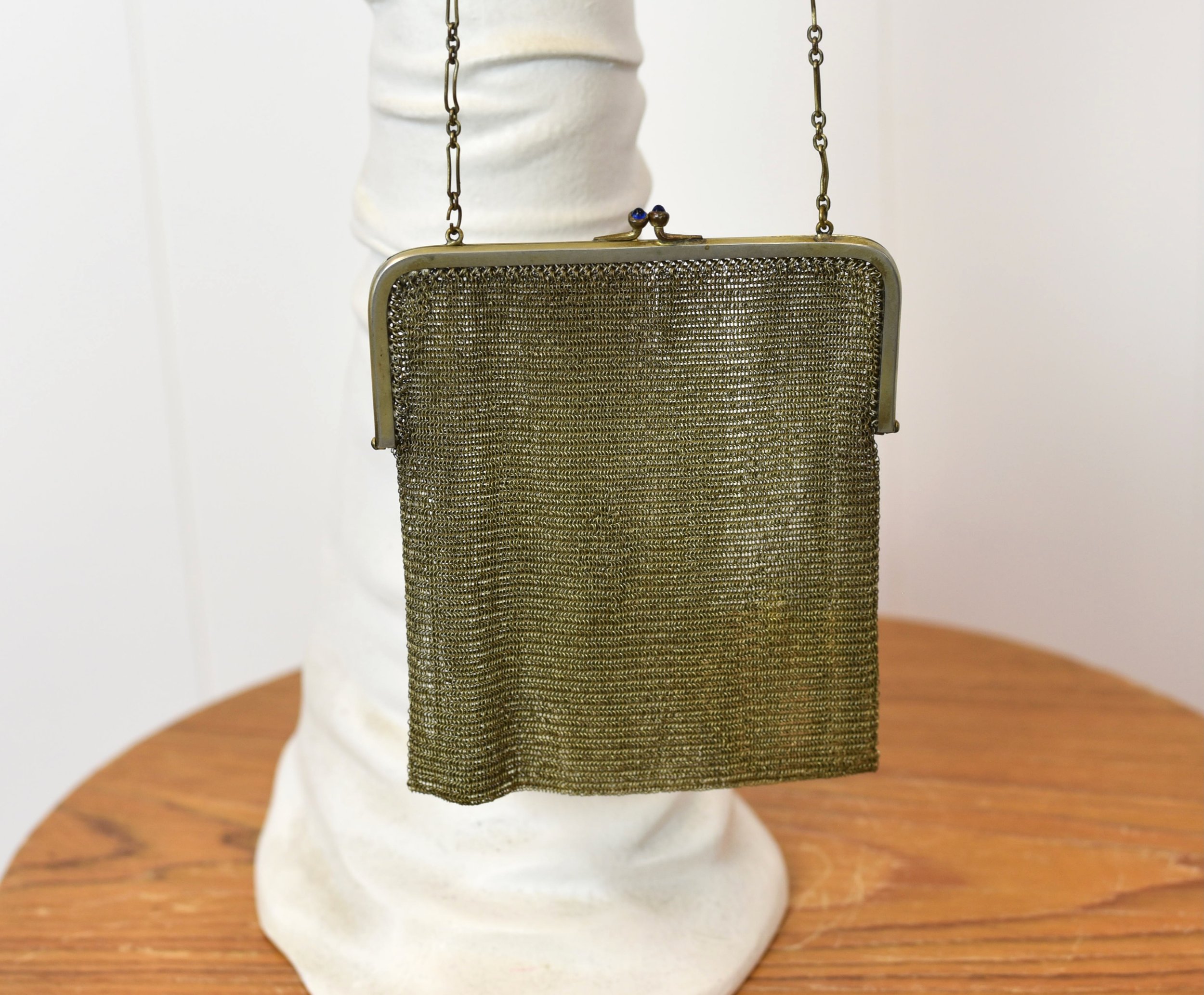 1920s Bliss Soldered Metal Chain Mesh Gold Toned Small Flapper Purse Handbag  — Canned Ham Vintage