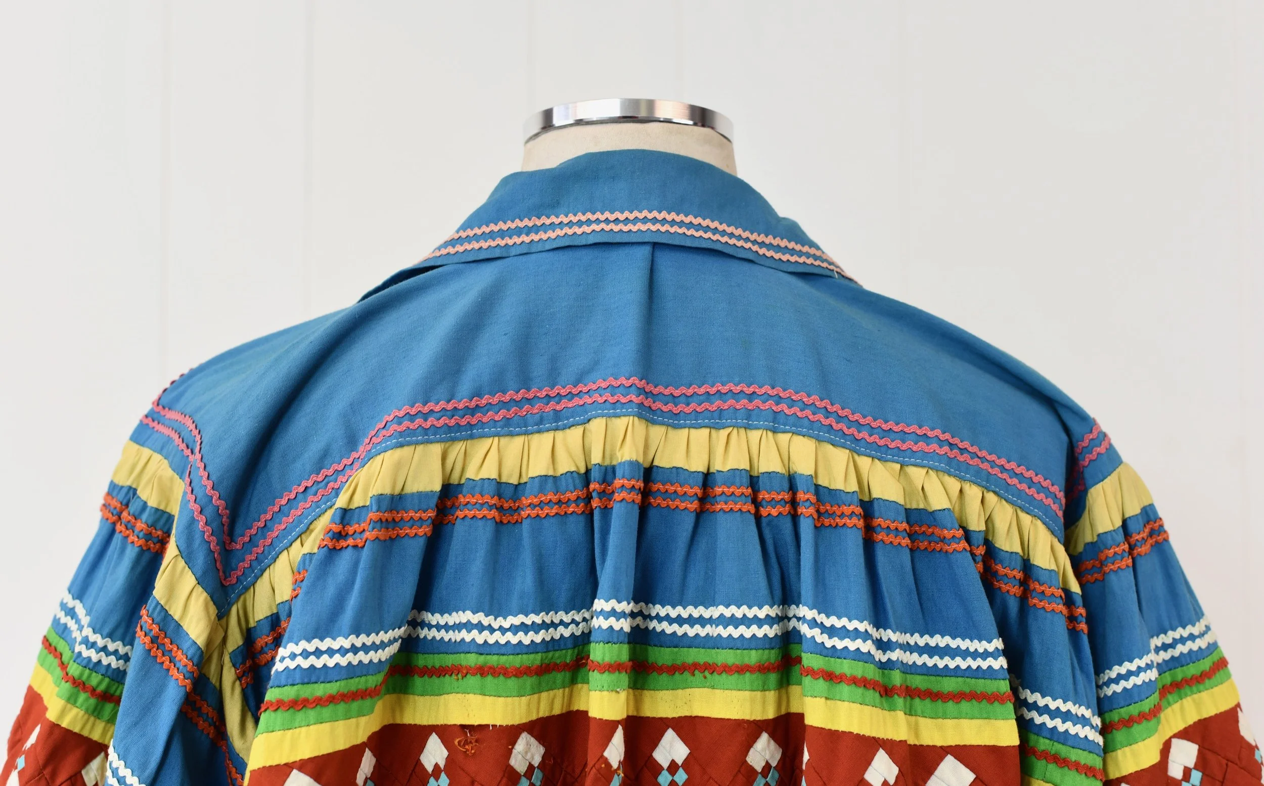 RARE 1970s Seminole Native American Turquoise Blue Patchwork