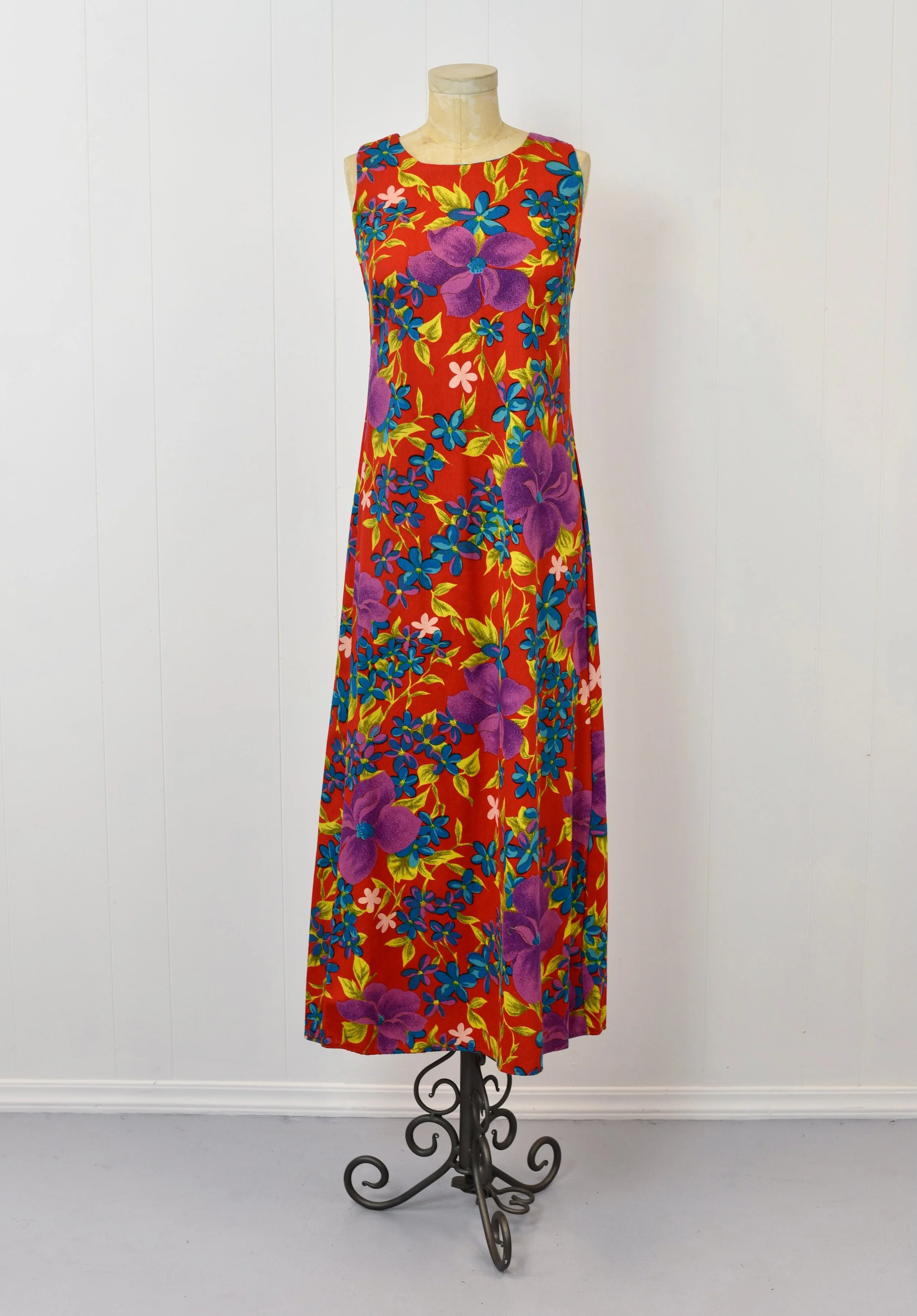 knee length dresses for ladies Vintage 1960s Bell Sleeve Floral Festival Maxi Dress main image 0