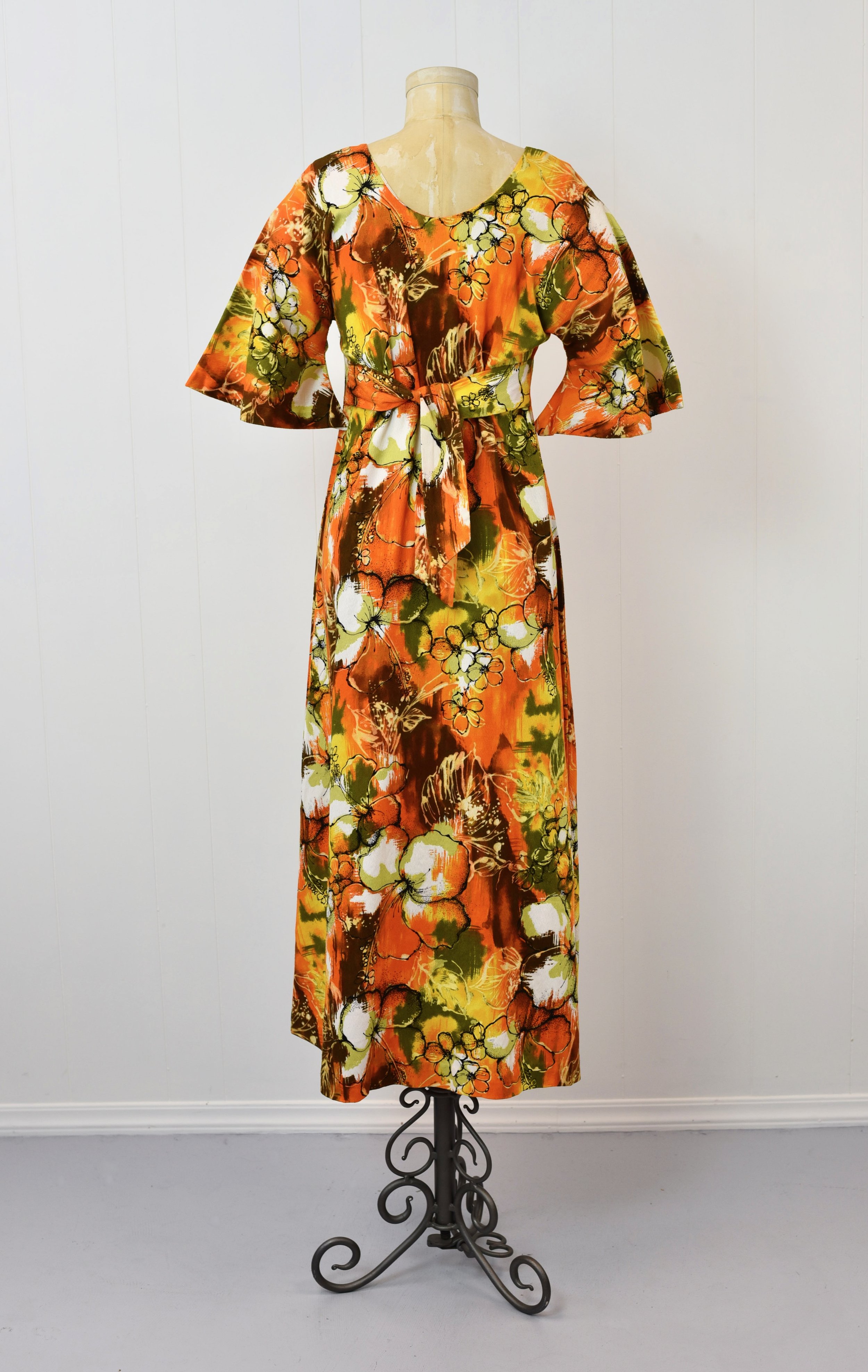 open lace back dress Vintage 60's Turquoise Hawaiian Dress – therapi main image 0