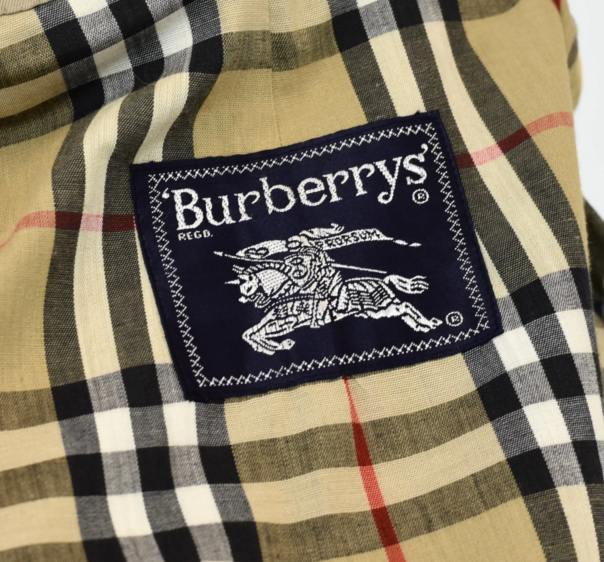 1980s Burberrys Tan Brown Classic Trench Coat Jacket Plaid