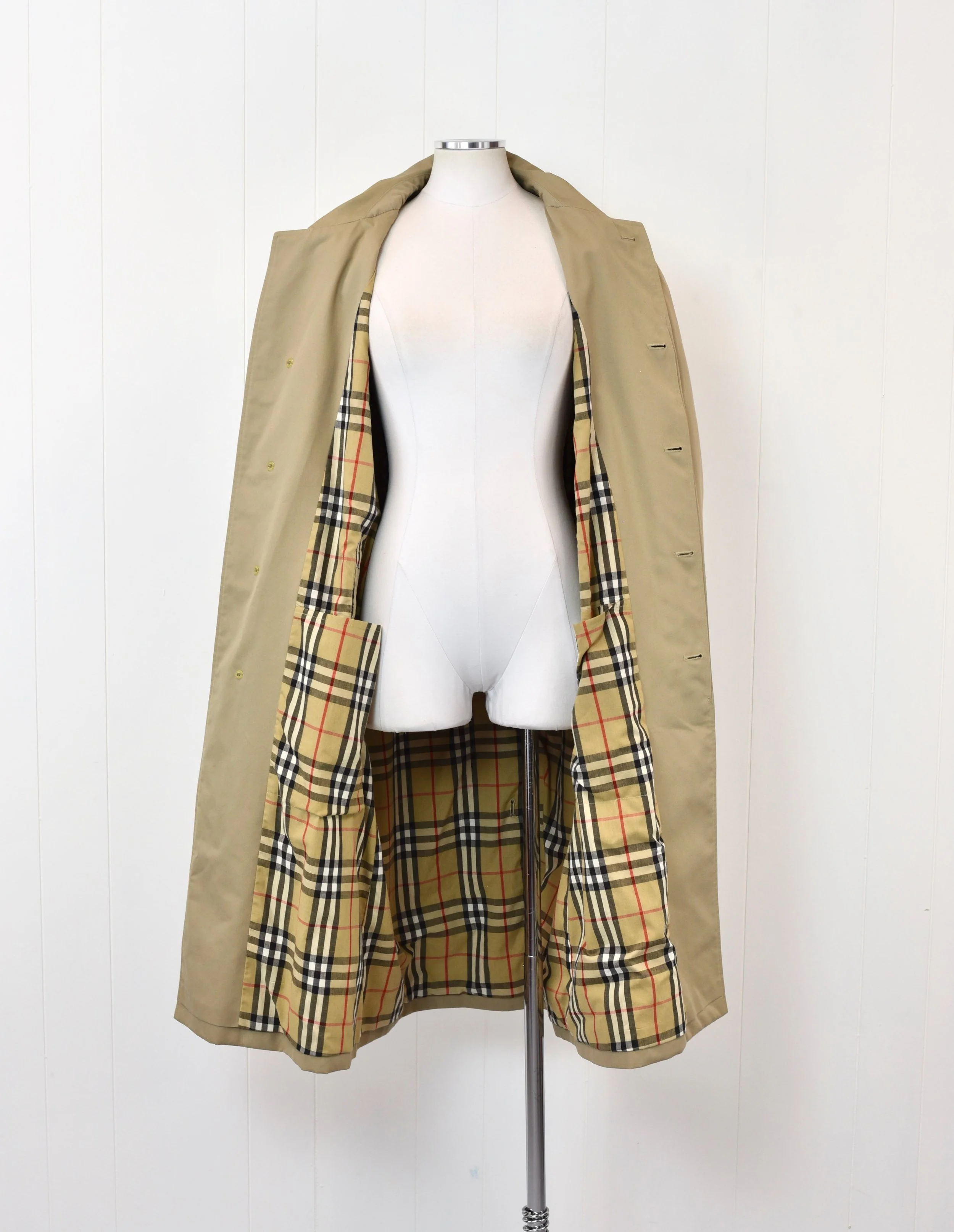 ジャケット・アウター 80s vintage Burberrys tielocken coat 1980s Burberrys Tan Brown Classic Trench Coat Jacket Plaid
