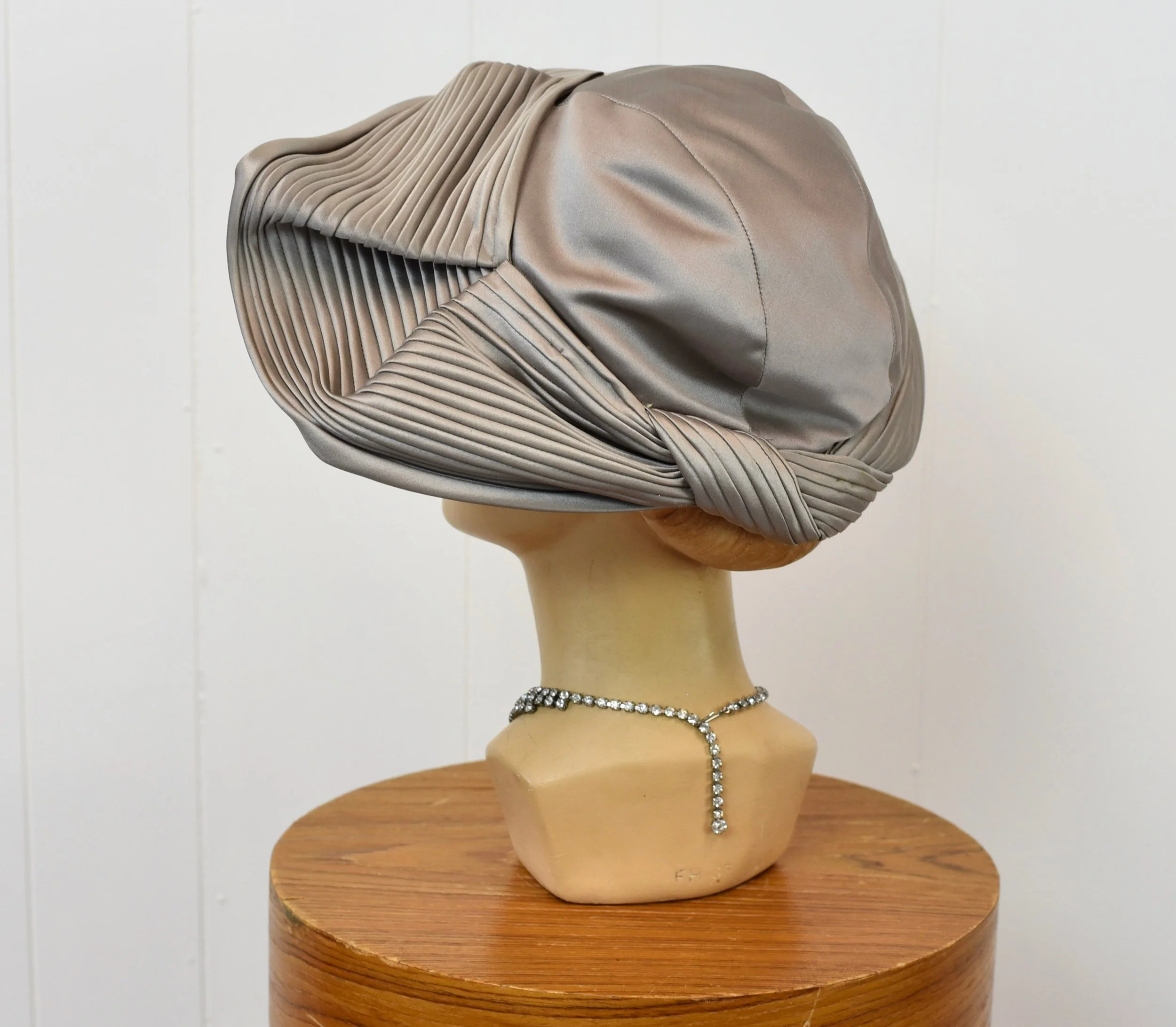 1950s Claude Saint Cyr Gray Pleated Wide Brim Hat — Canned Ham Vintage