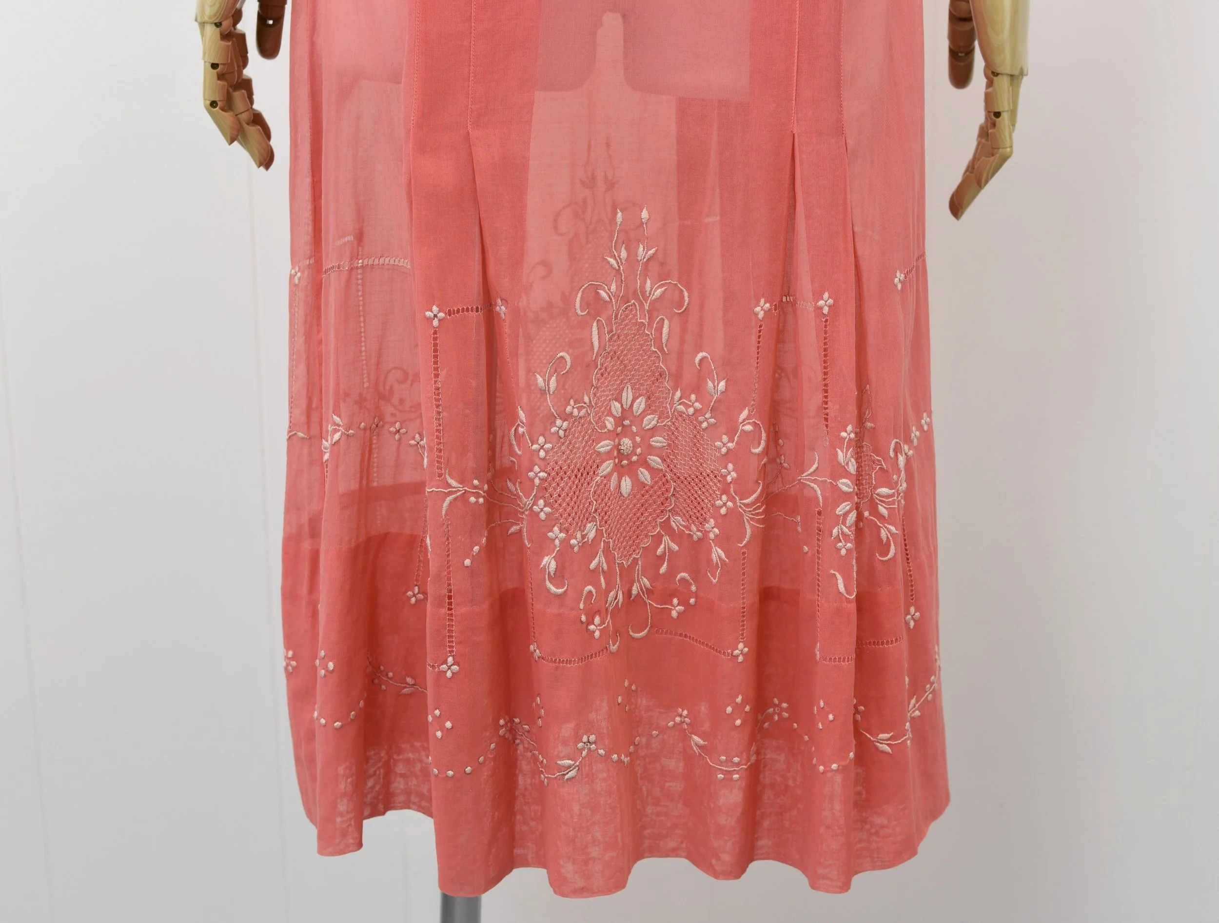1930s Embroidered Sheer Folk Dress