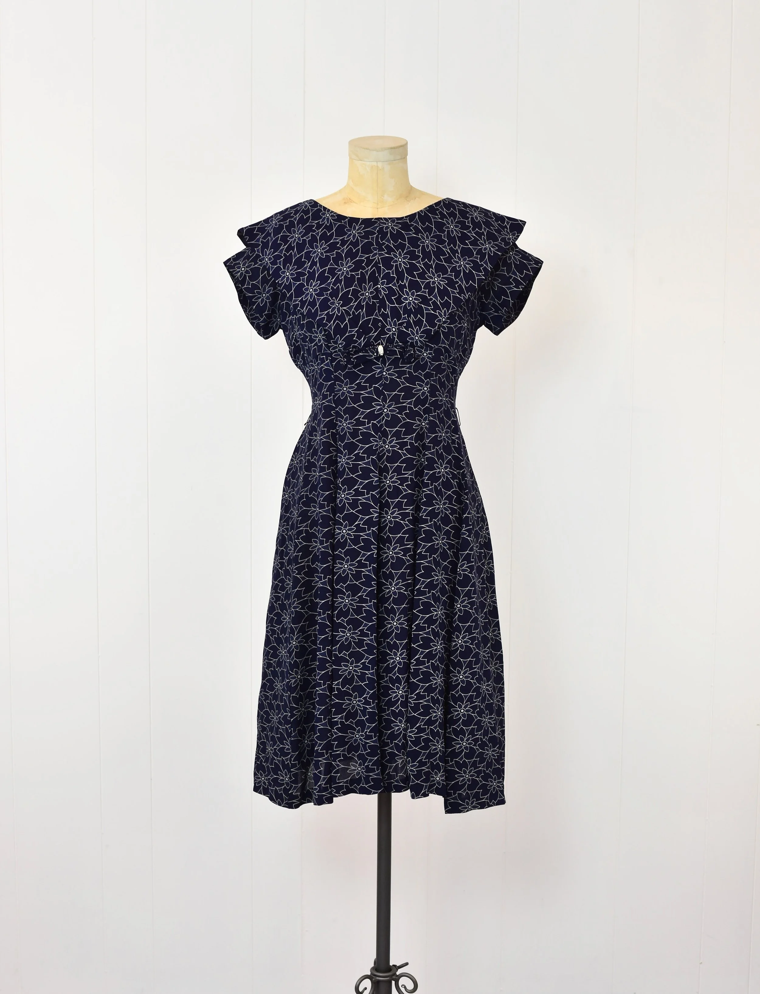 blue fashion dresses Elizabeth James: Ellie Dress Hand-Drawn Daisies HAND DRAWN Daisies / L main image 1
