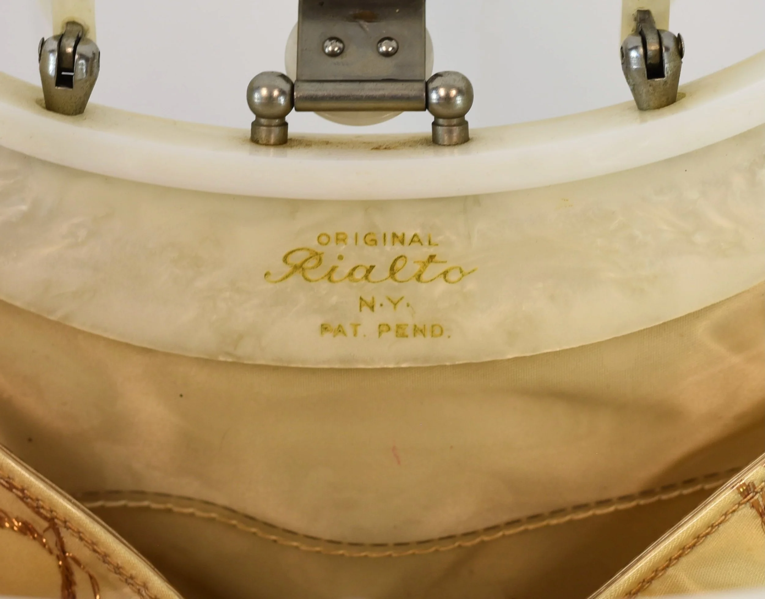 1950s Original Rialto New York Lucite Gold Metallic Glitter Pinup