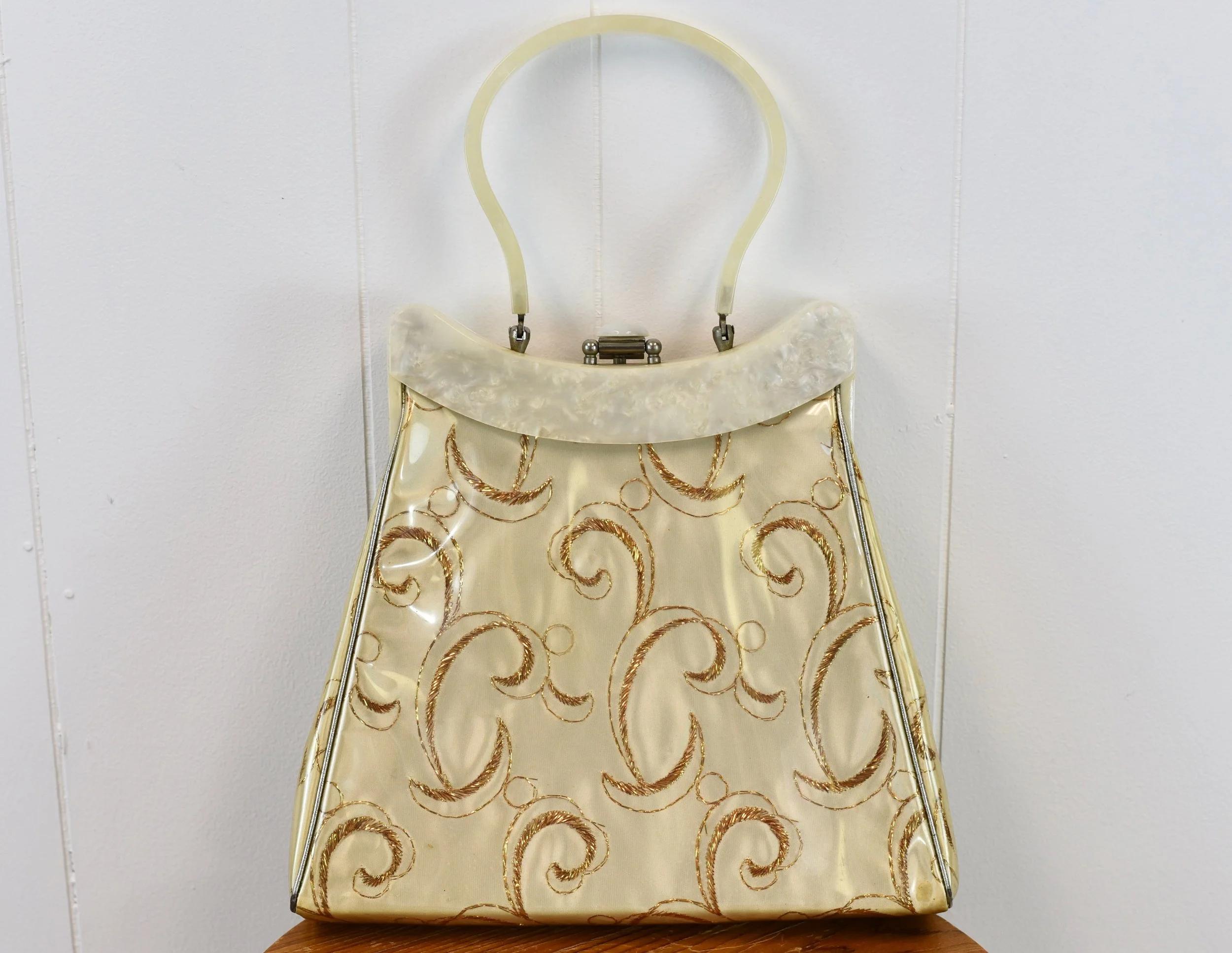 1950s Original Rialto New York Lucite Gold Metallic Glitter