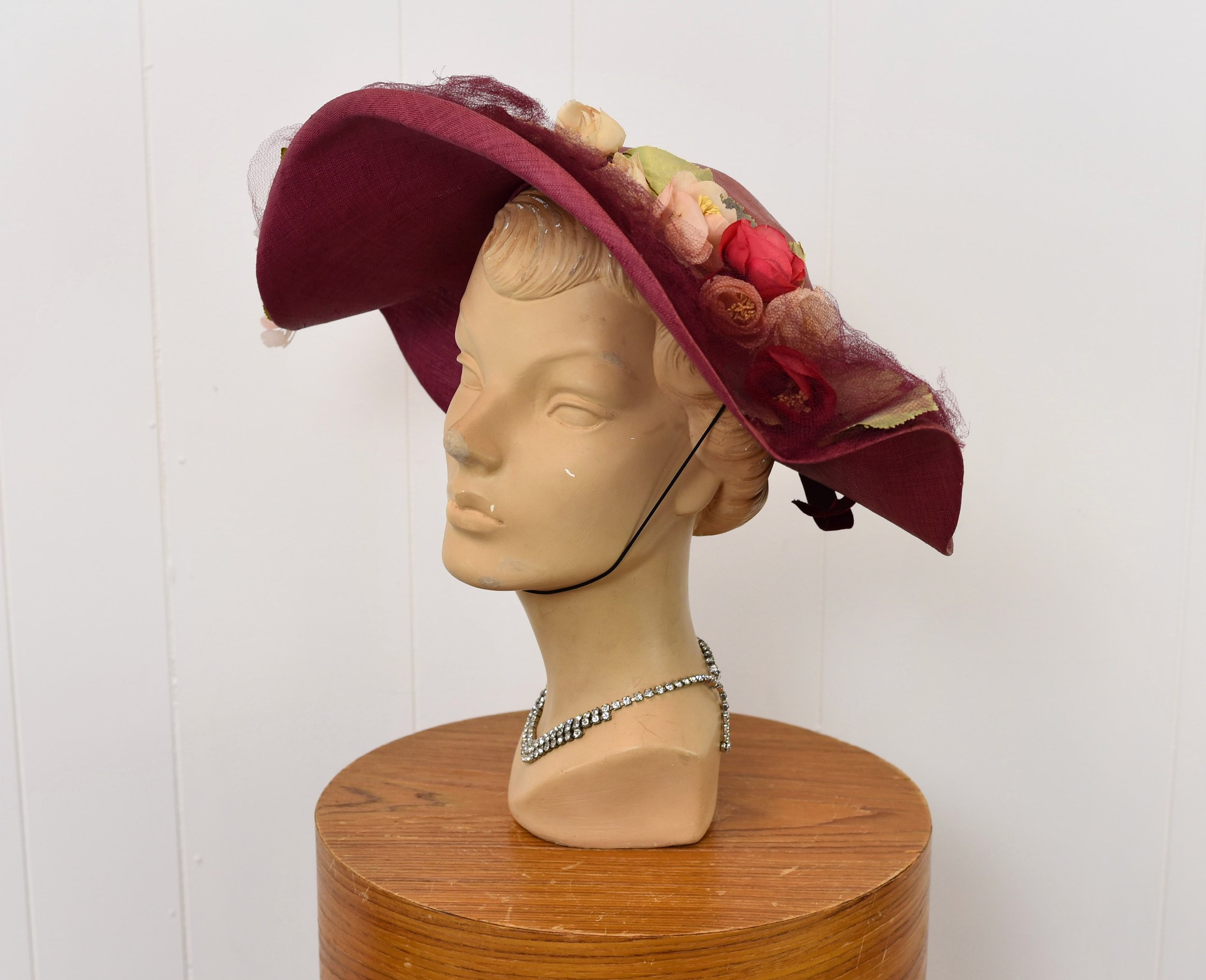 Vintage Lisette Arden New York Red Wide Brim Floral Sun Hat NWT This is my new favorite hat. You main image 4