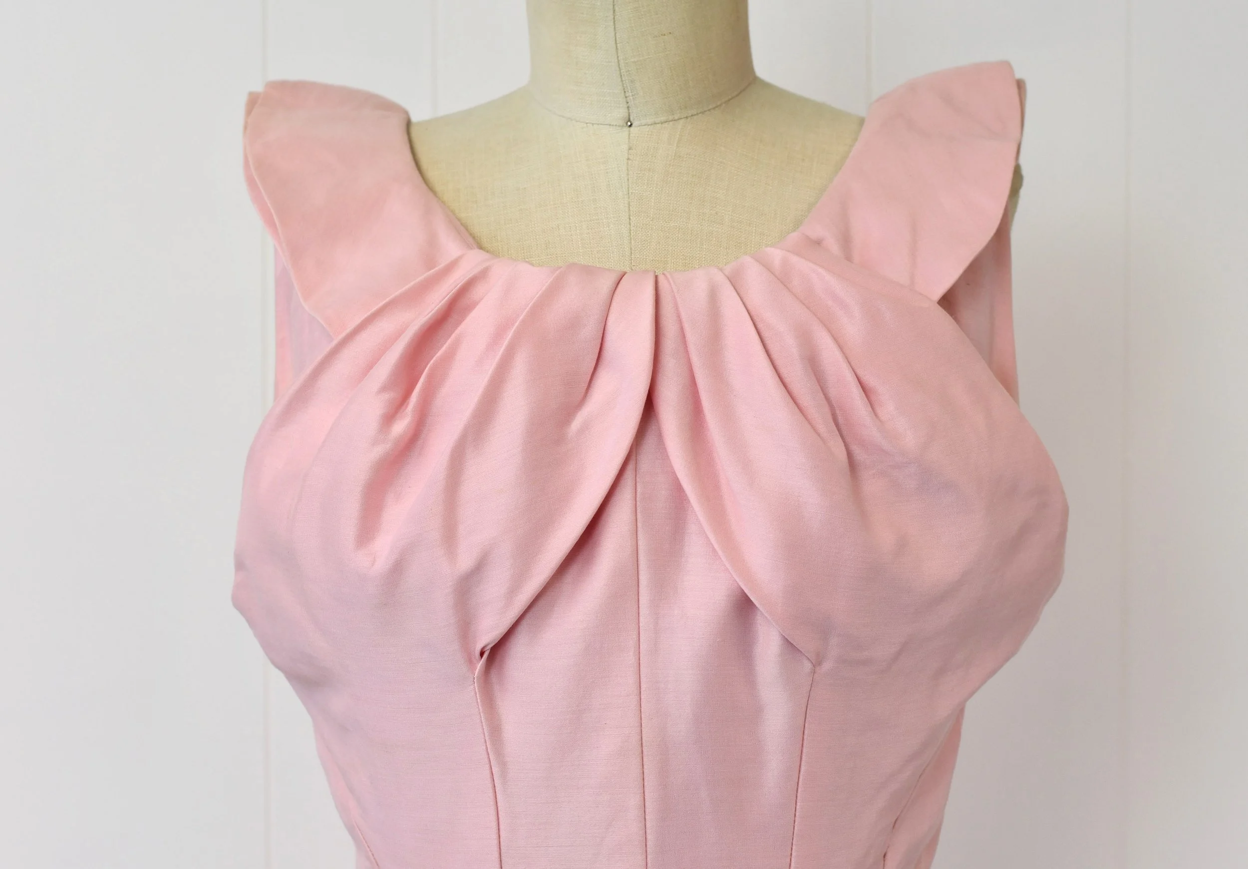 1950s Light Pink Cotton Pinup Mrs. Maisel Day Sun Dress  Canned Ham Vintage