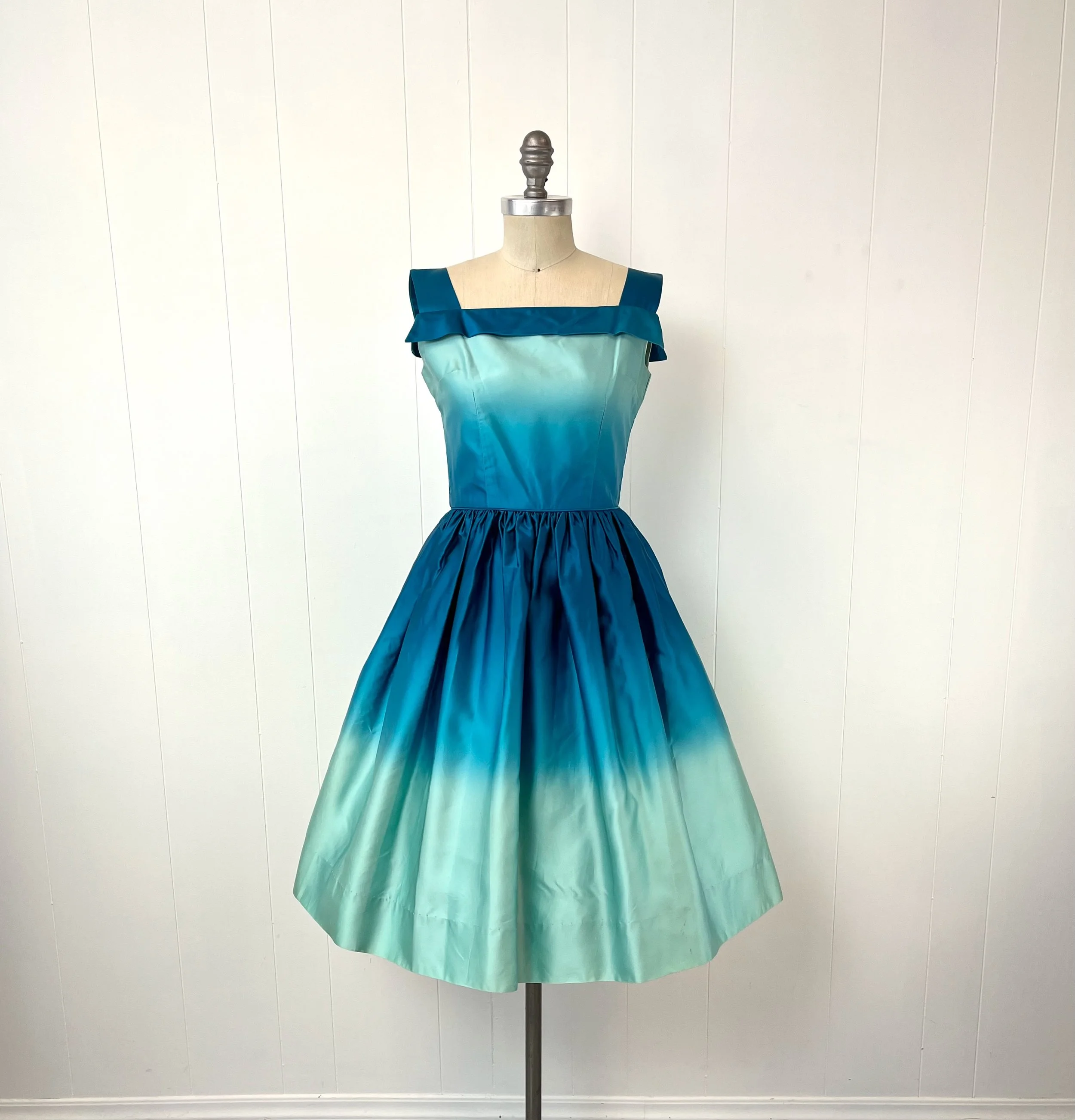 princess polly baby blue dress Vintage A Line Spaghetti Strap Beaded Blue Ombre Satin Tulle Party Dre   shinydress