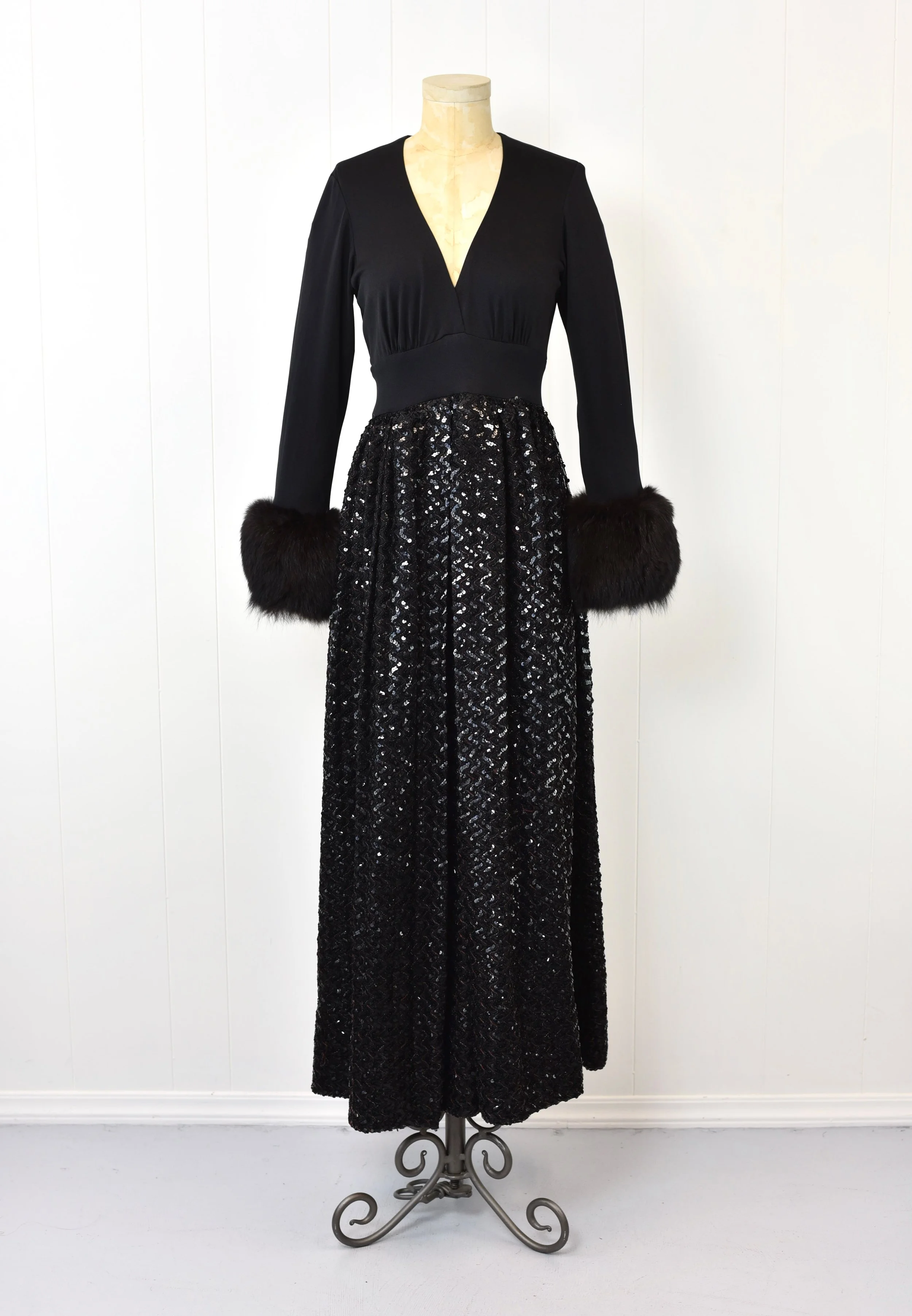 chinese dress ladies Noella Off-Shoulder Fur Trim Maxi Dress Wine