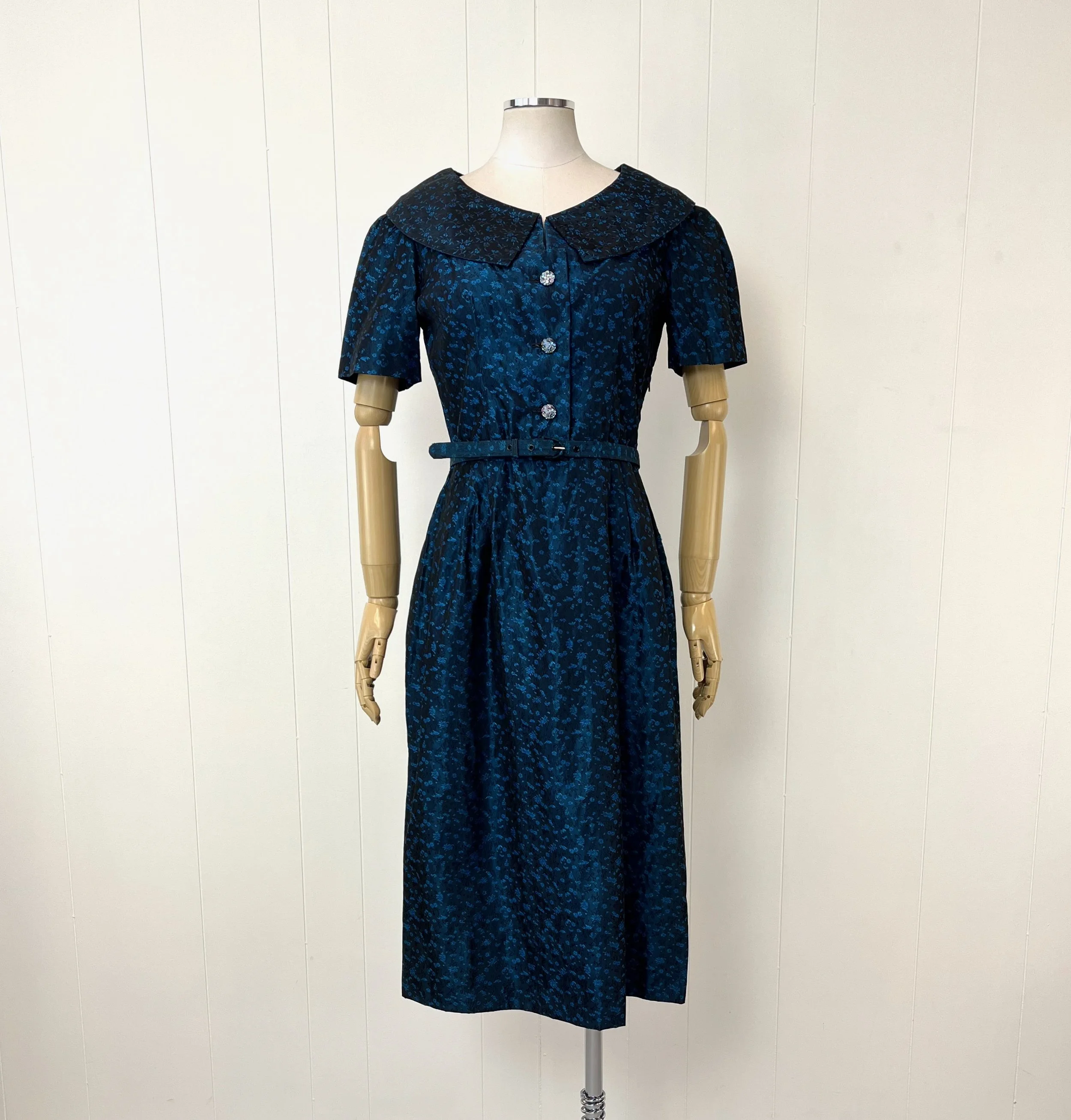 1950s blue cocktail dress Vintage 1950s Cornflower Blue Silk Party Dress